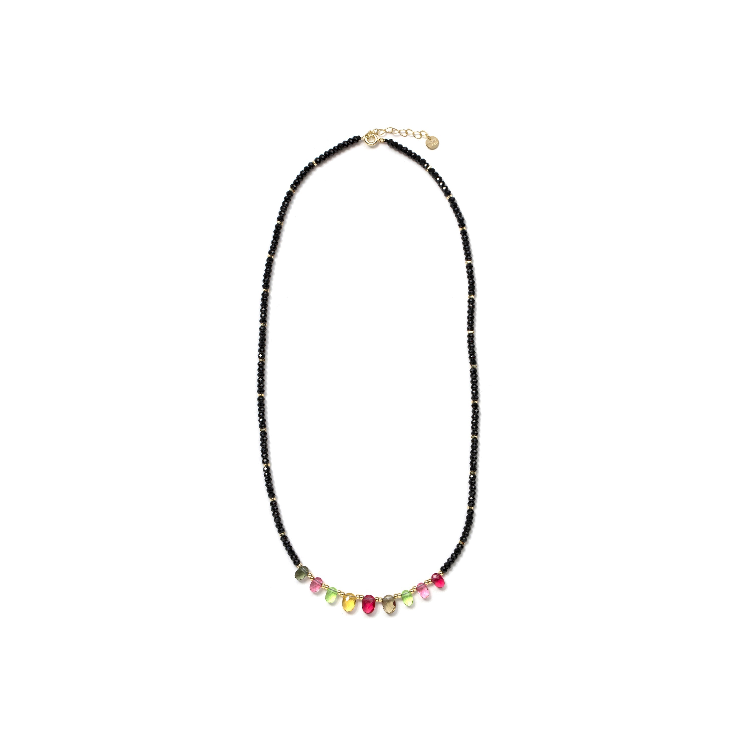 925 Sterling Silver and Multicolor Tourmaline Necklace with 18k Yellow Gold Finish - Renzah