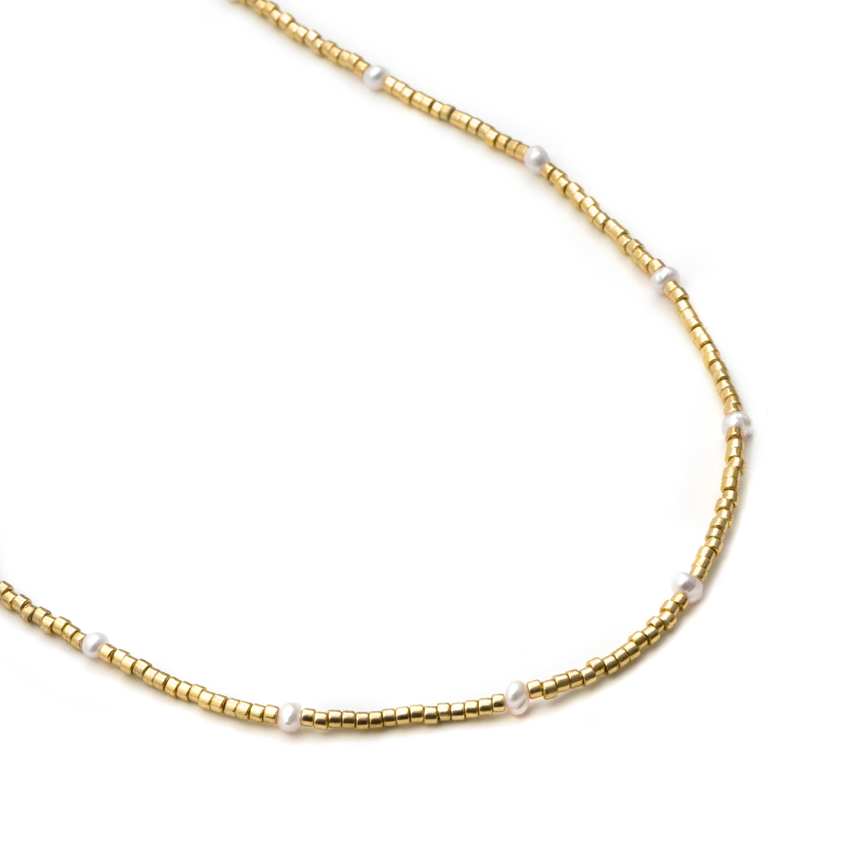 925 Sterling Silver Necklace with White Lacquer and 18k Yellow Gold Finish - Altow
