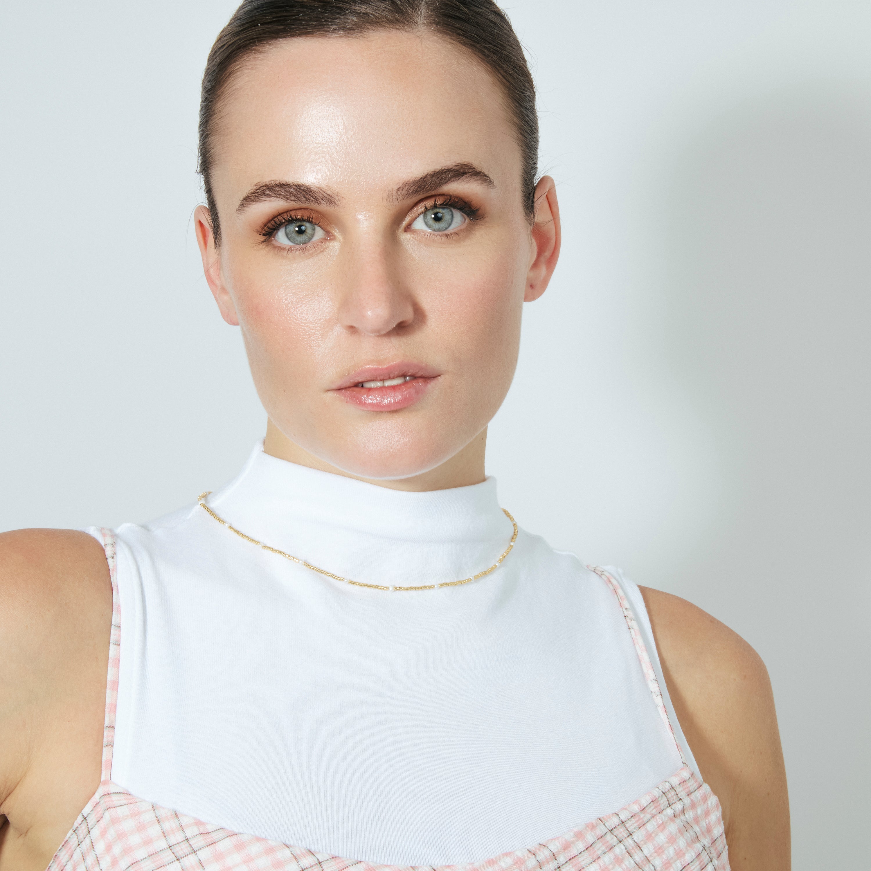 925 Sterling Silver Necklace with White Lacquer and 18k Yellow Gold Finish - Altow