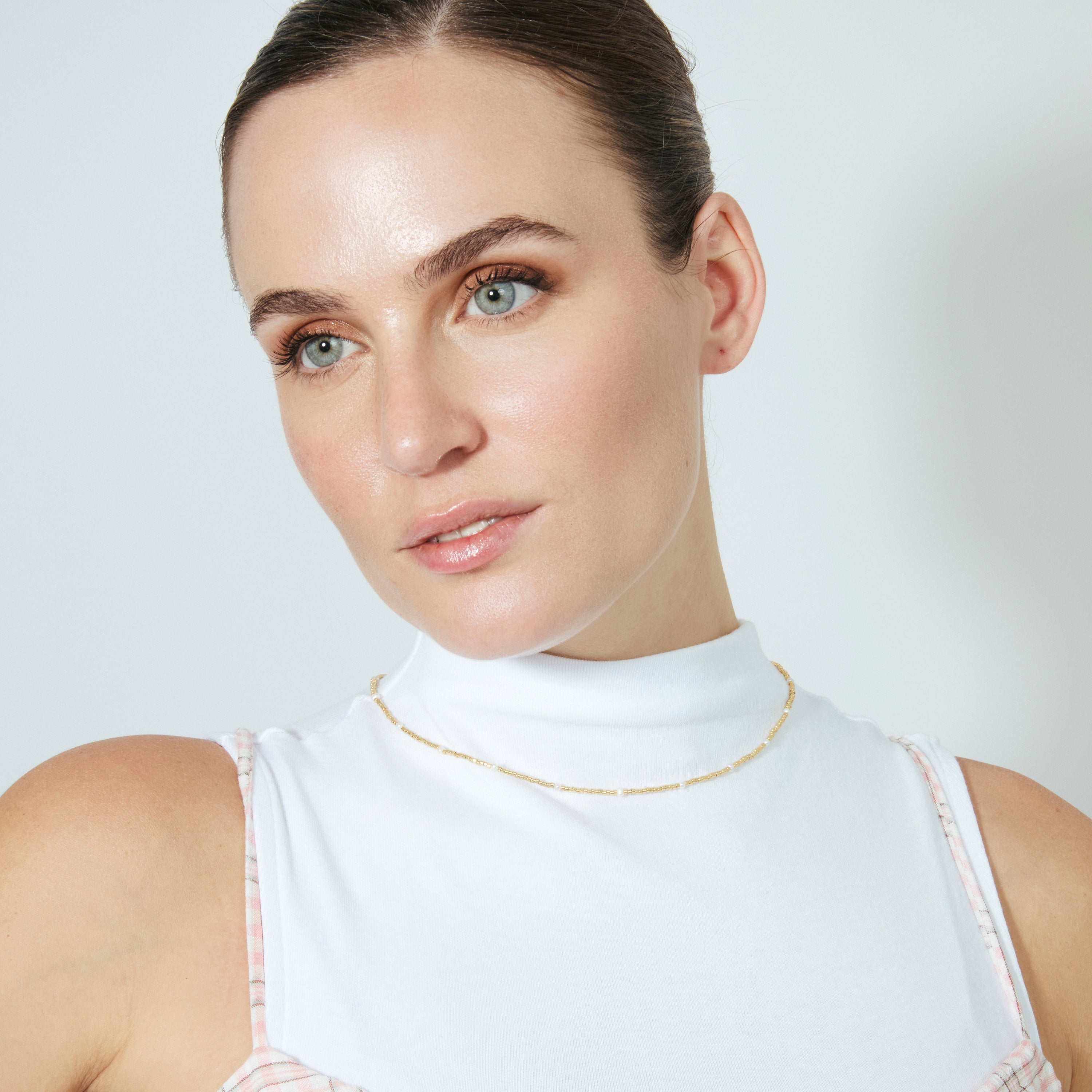 925 Sterling Silver Necklace with White Lacquer and 18k Yellow Gold Finish - Altow