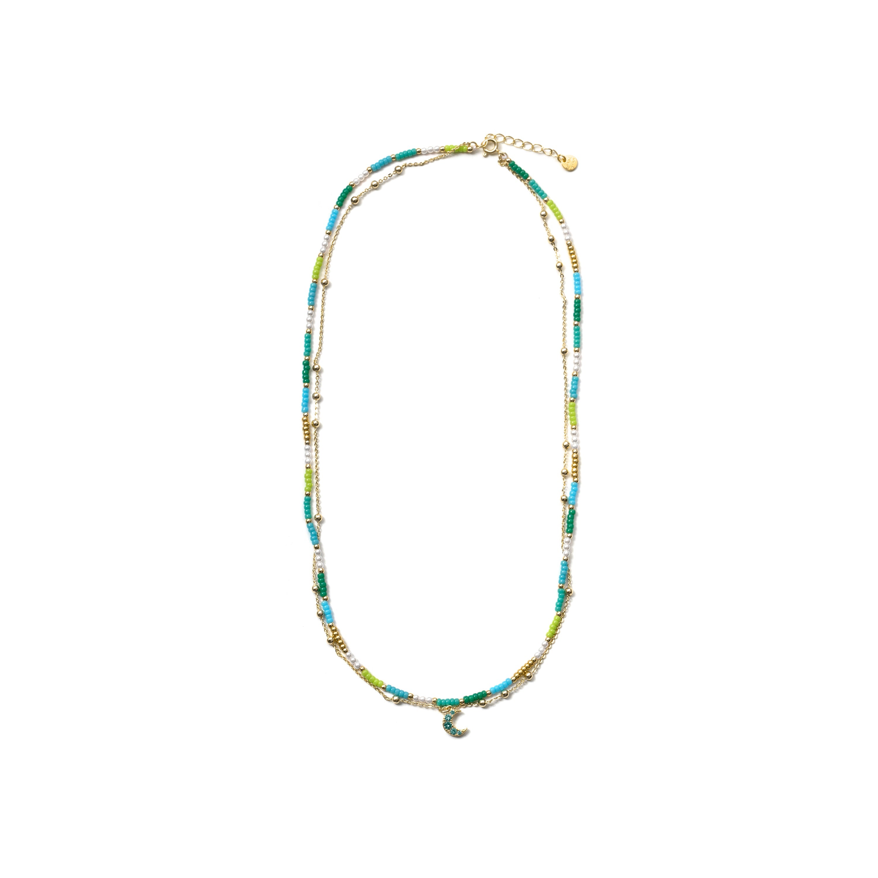 925 Sterling Silver and Green Crystal Necklace finished in 18k yellow gold - Likil