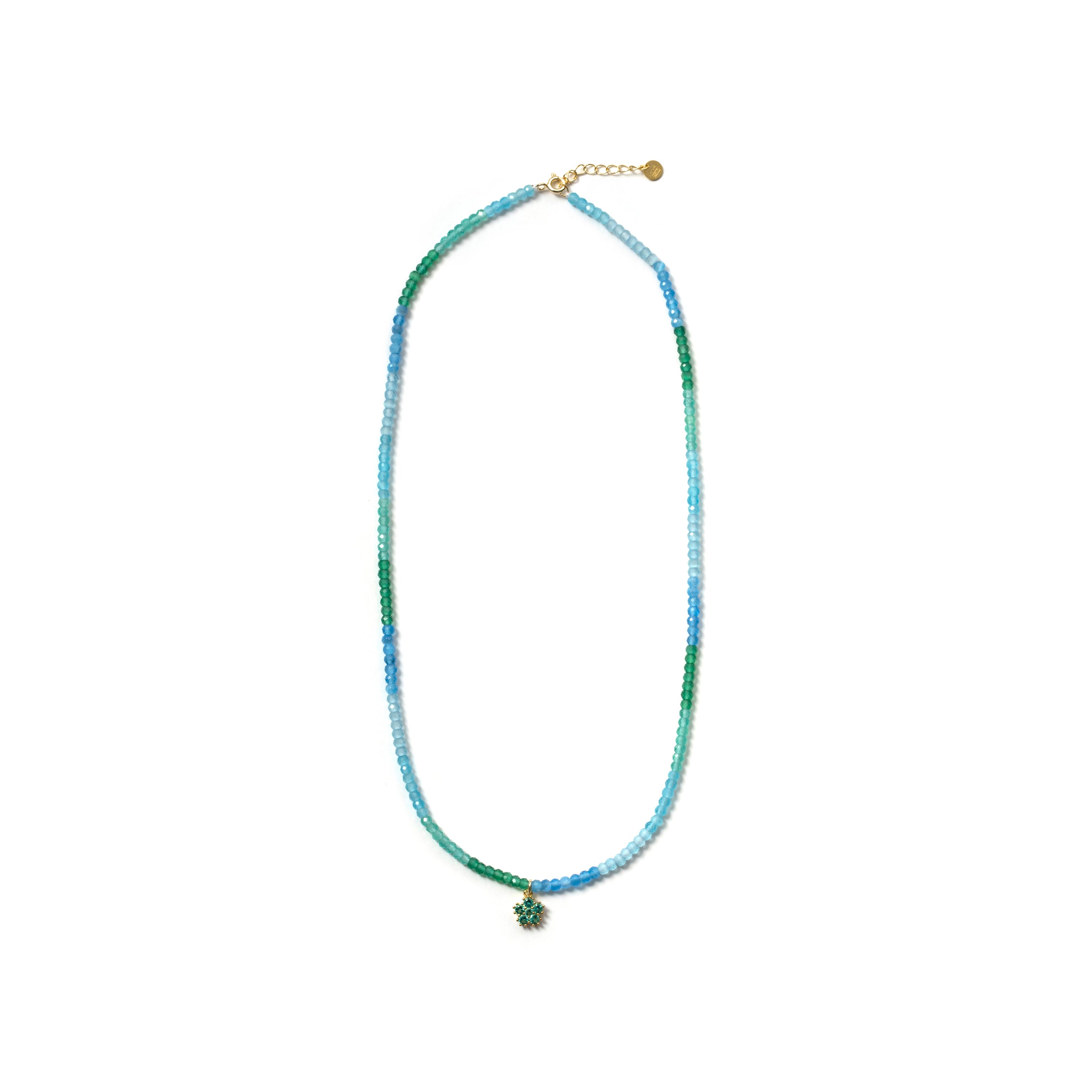 Collar de Plata de Ley 925 y Circonita Aguamarina acabado en oro amarillo de 18k - Saino