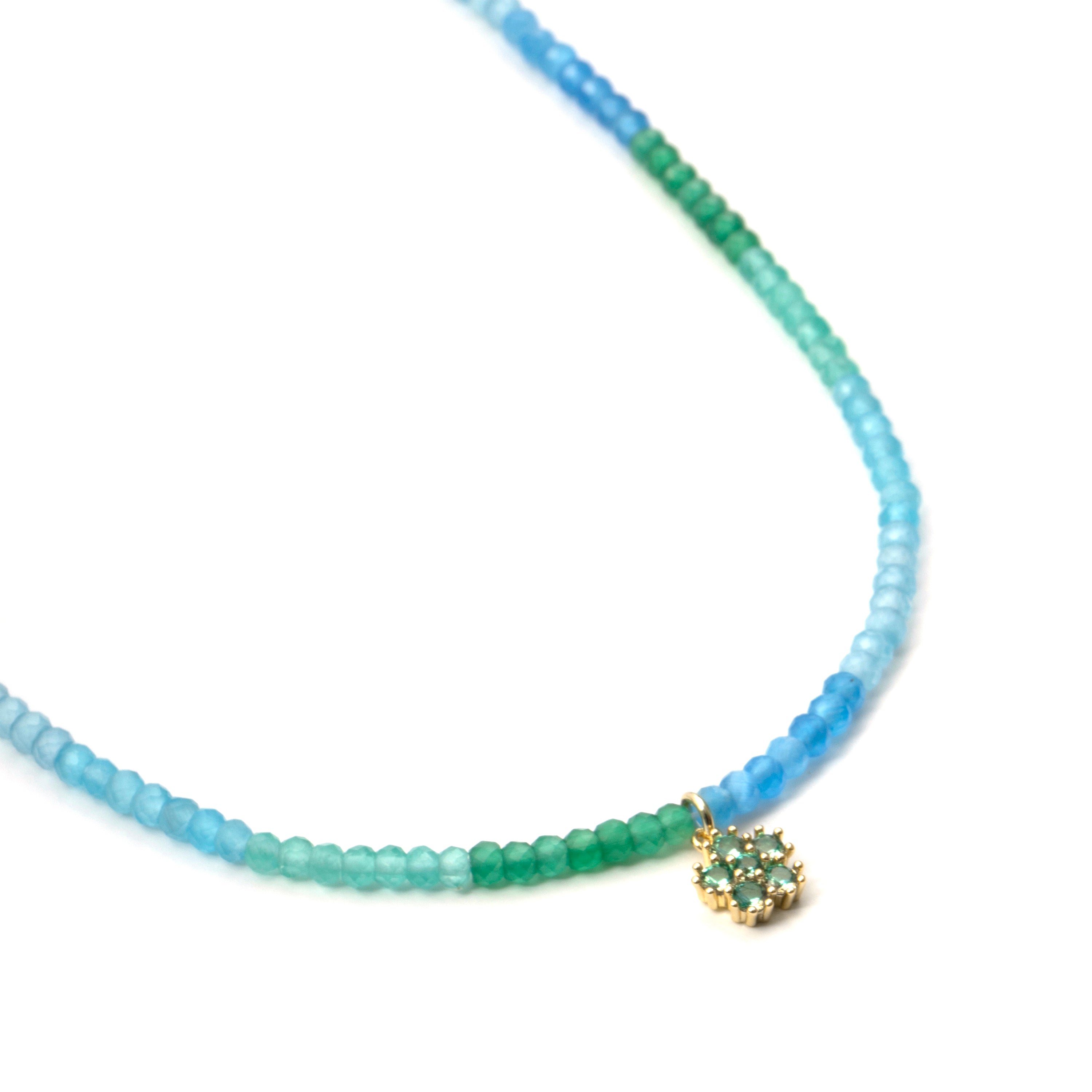 Collar de Plata de Ley 925 y Circonita Aguamarina acabado en oro amarillo de 18k - Saino