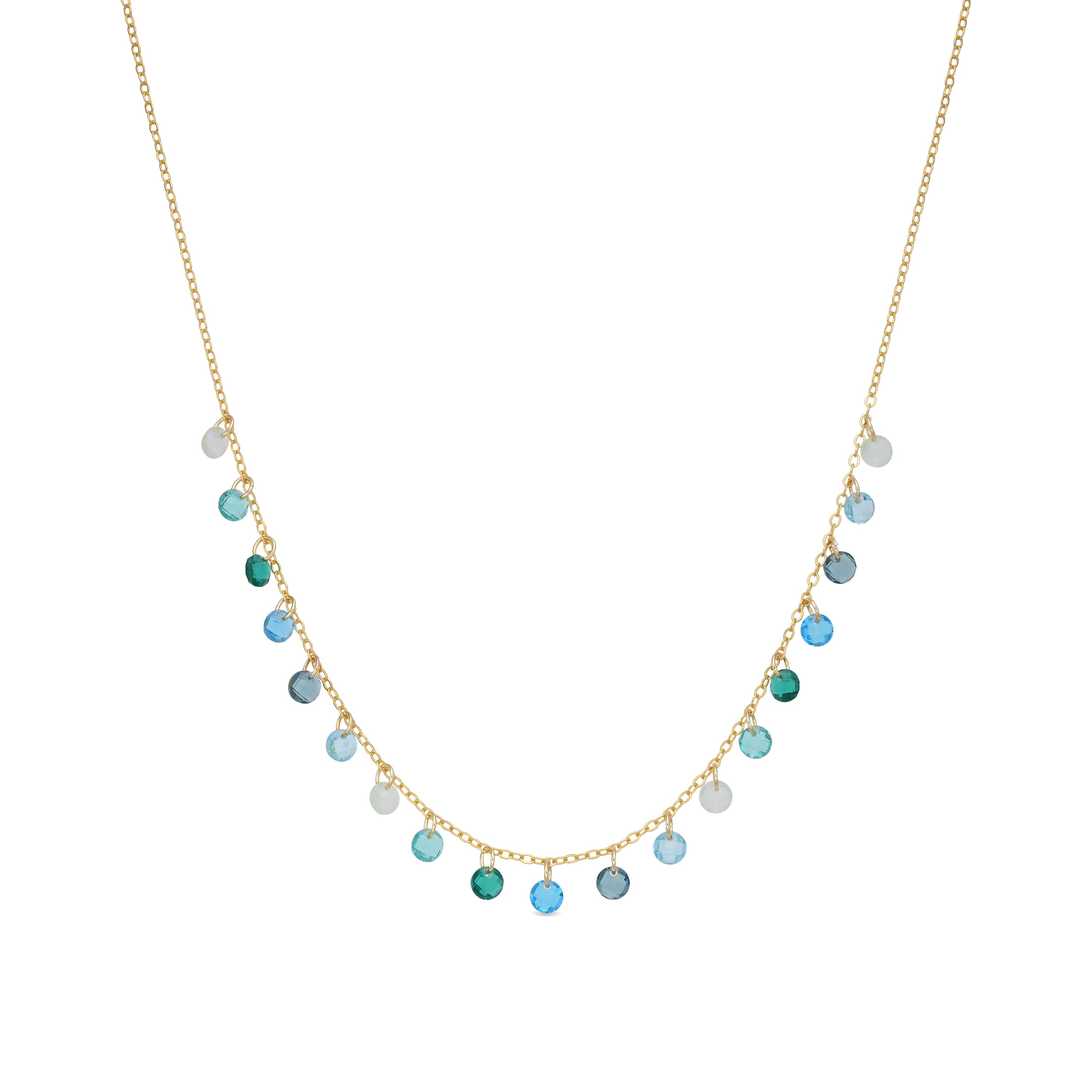 925 Sterling Silver Multicolor Zircon Necklace with 18k Yellow Gold Finish - Dorala