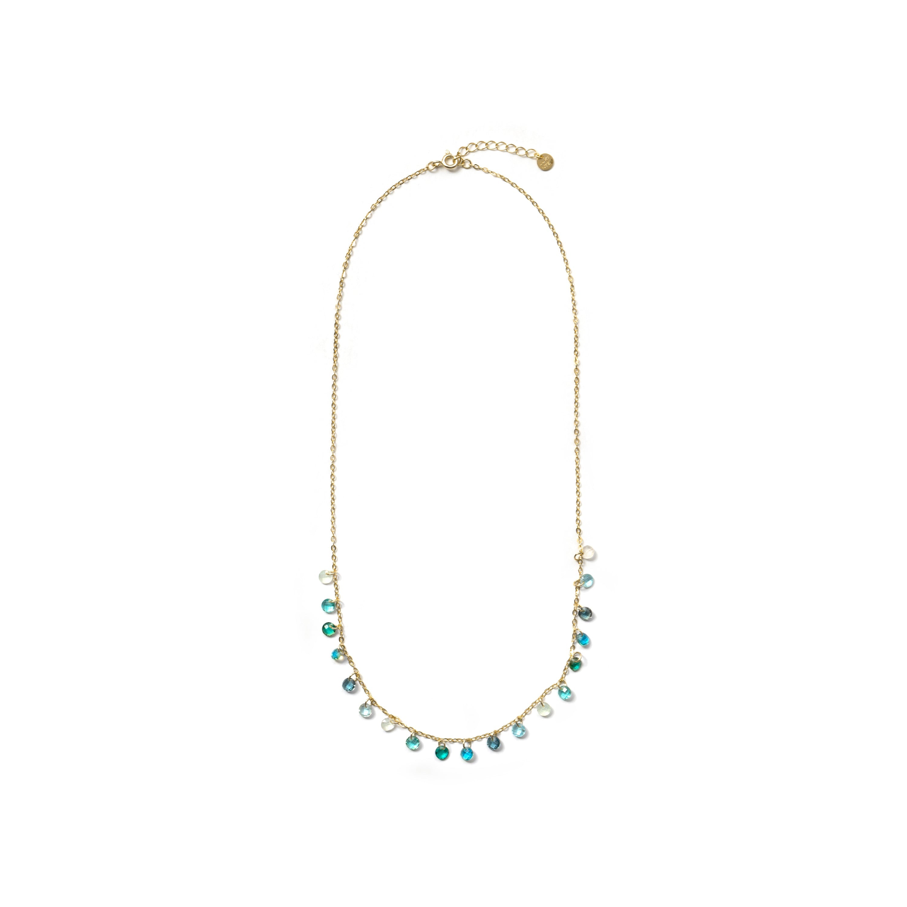 925 Sterling Silver Multicolor Zircon Necklace with 18k Yellow Gold Finish - Dorala