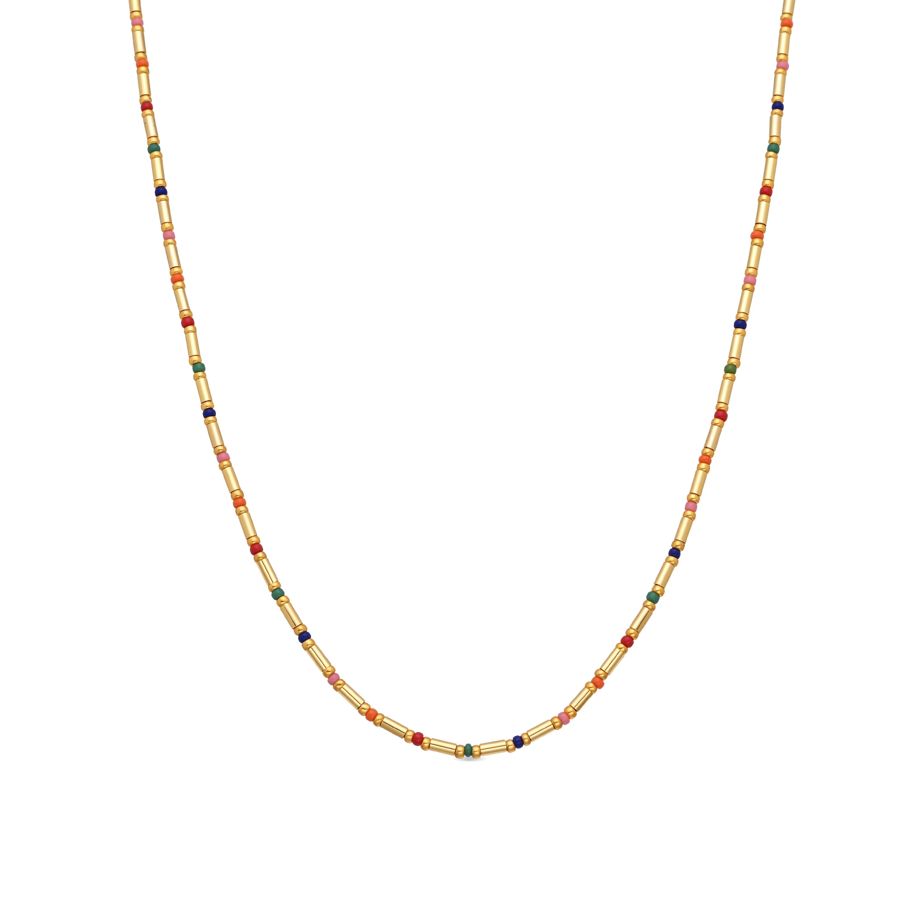925 Sterling Silver and Multicolor Crystal Necklace with 18k Yellow Gold Finish - Sharawi
