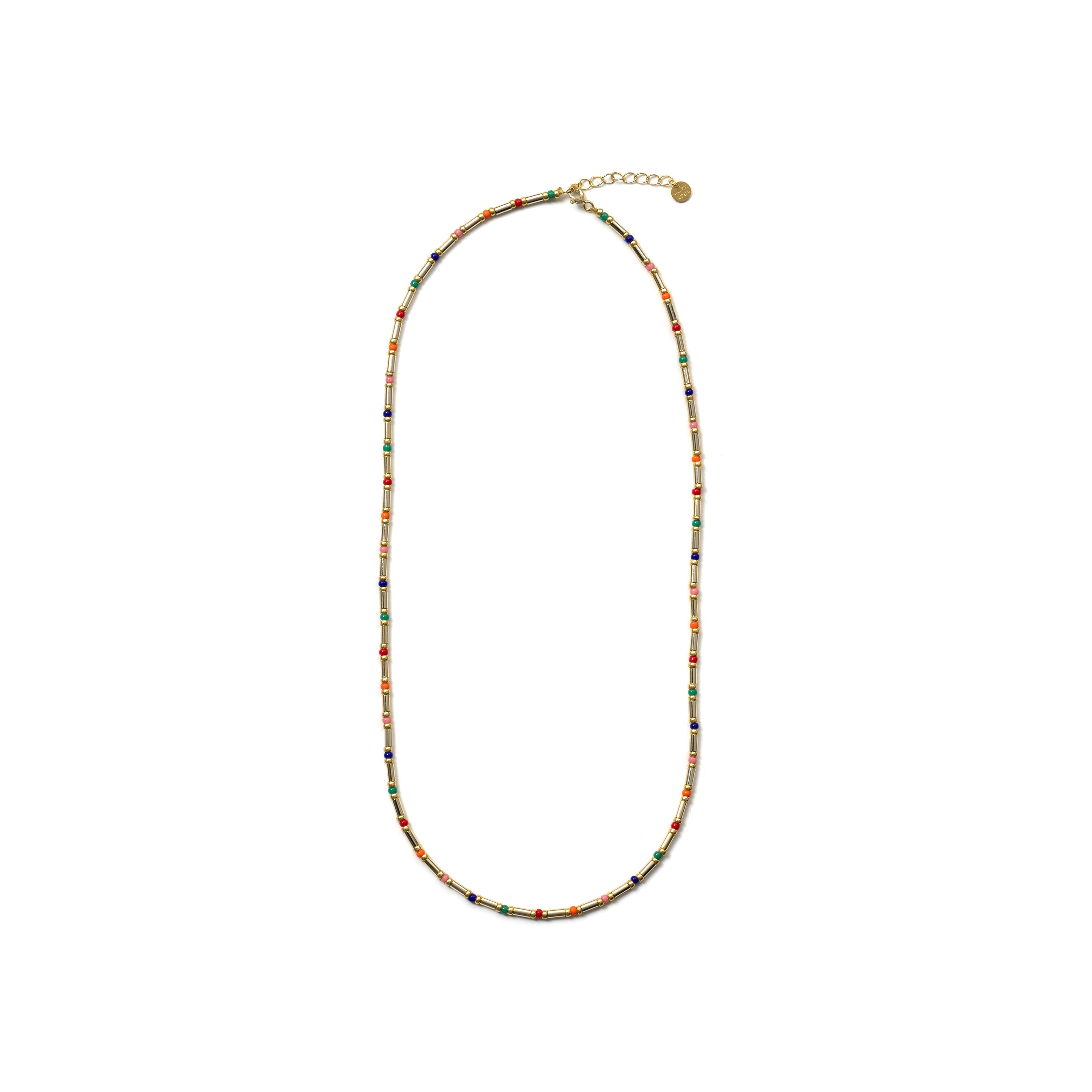 925 Sterling Silver and Multicolor Crystal Necklace with 18k Yellow Gold Finish - Sharawi