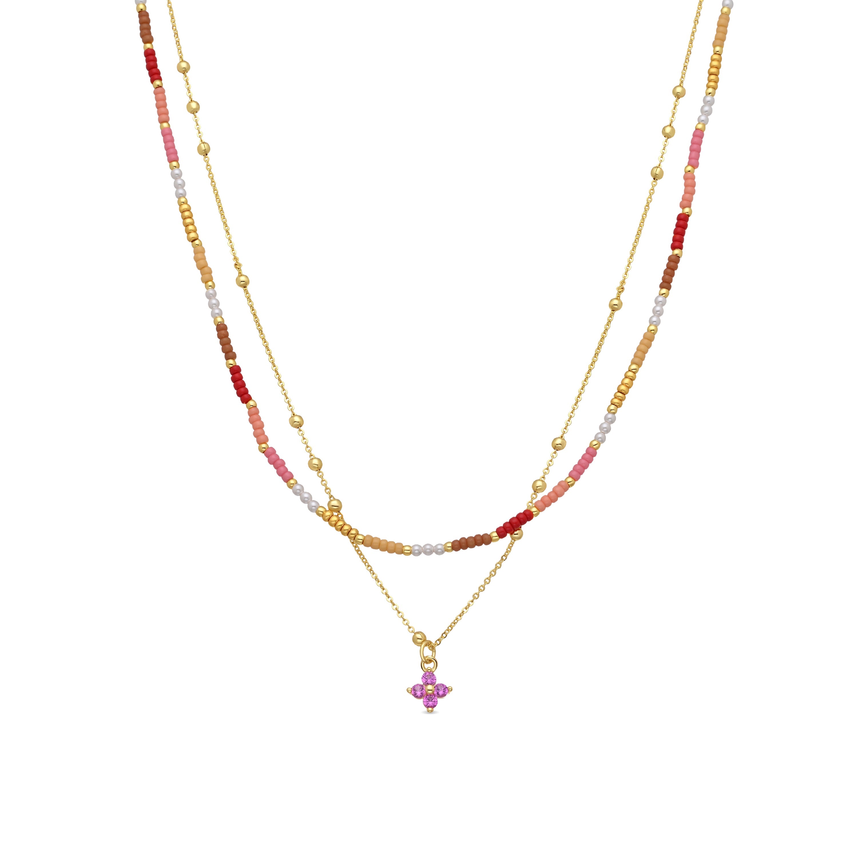 Collar de Plata de Ley 925 y Cristal Multicolor acabado en oro amarillo de 18k - Oru