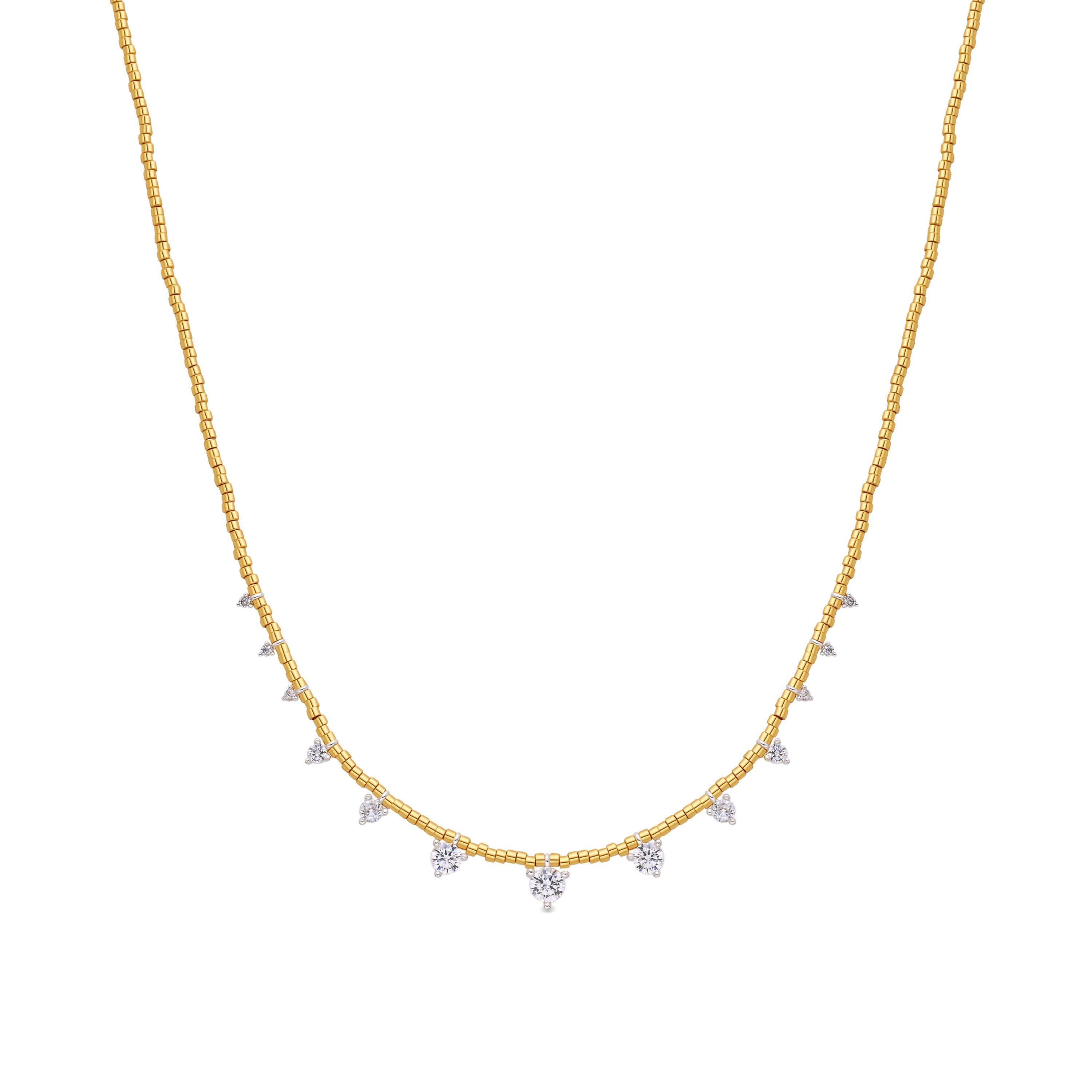 Collar de Plata de Ley 925 y Circonita Brillante acabado en oro amarillo de 18k - Rijeo