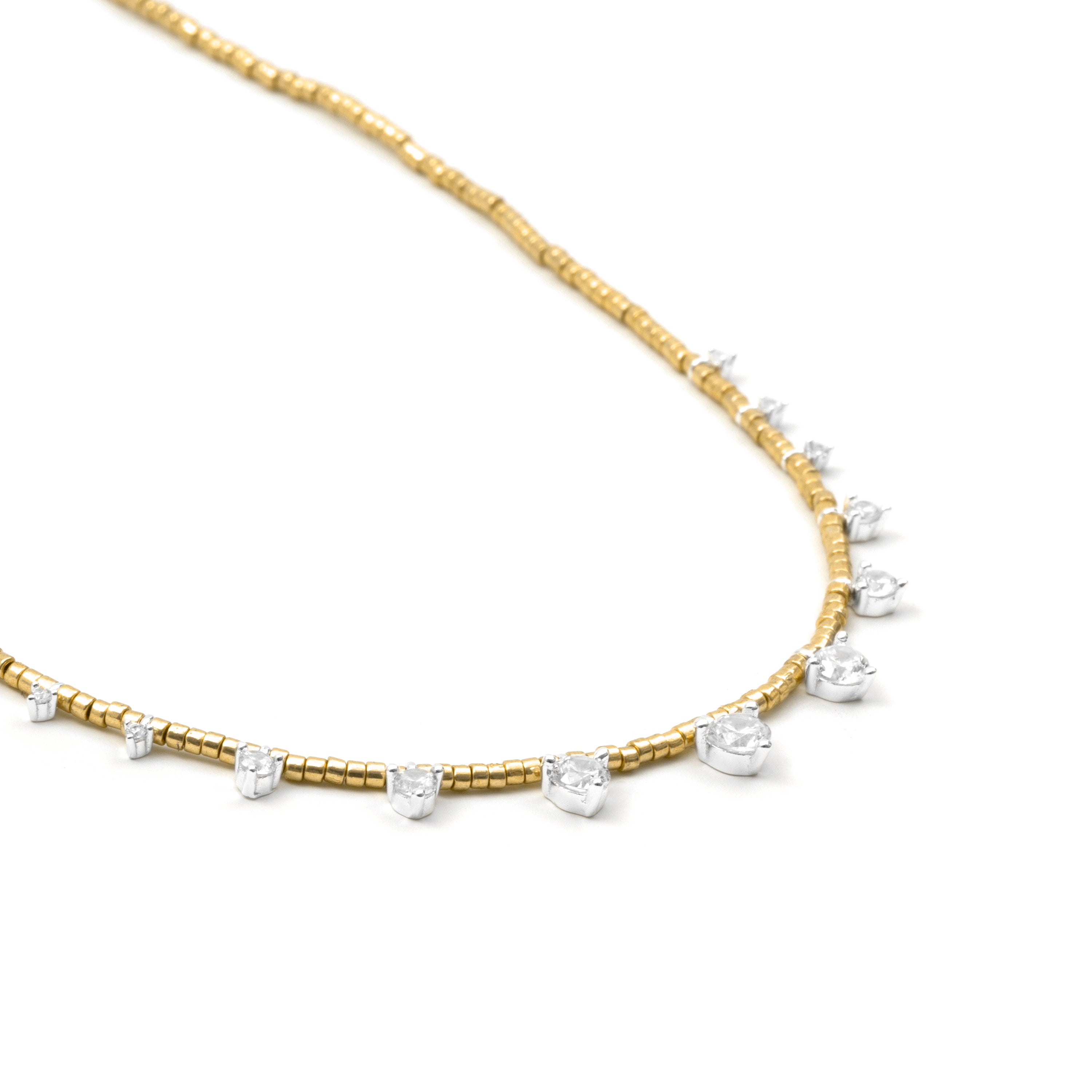 Collar de Plata de Ley 925 y Circonita Brillante acabado en oro amarillo de 18k - Rijeo