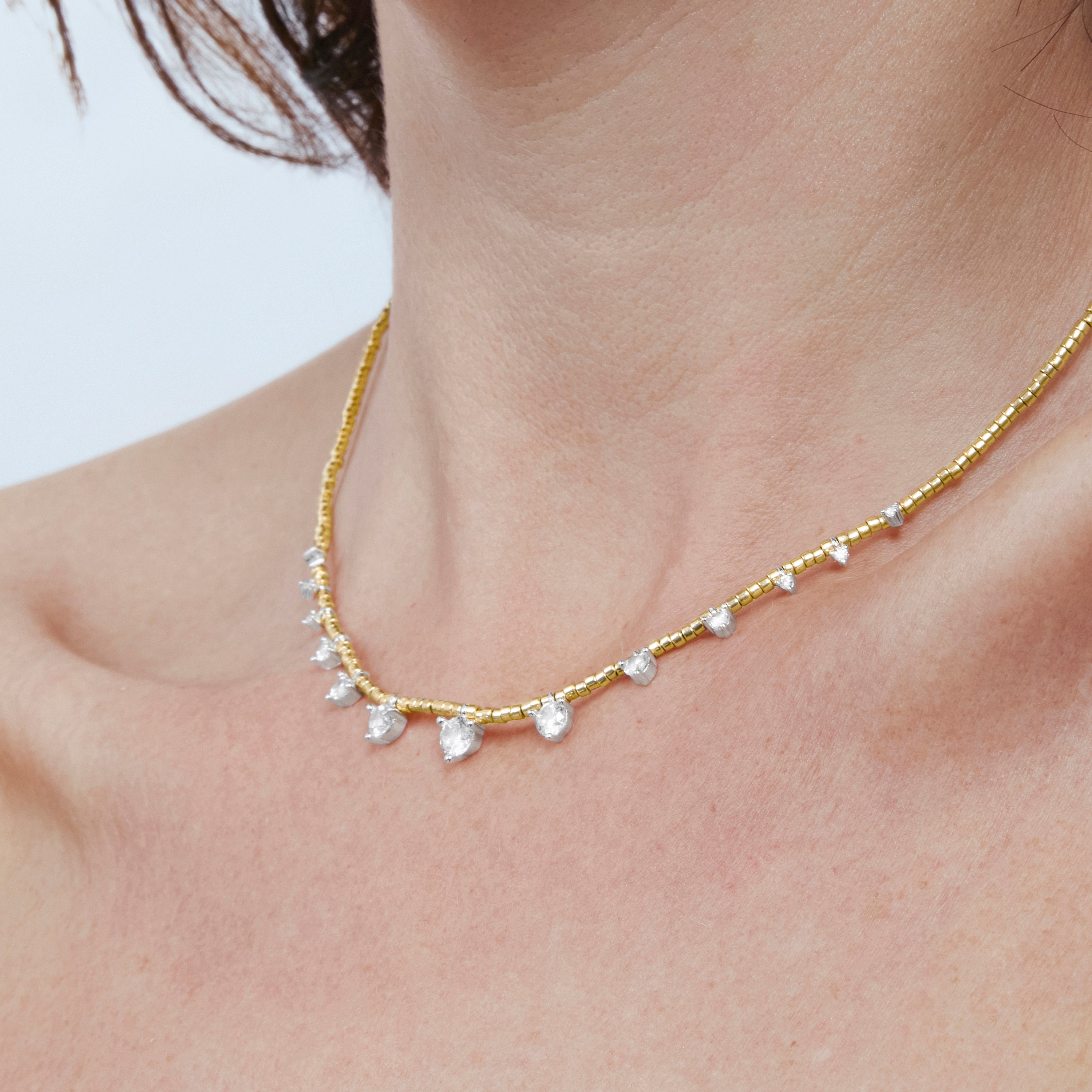 Collar de Plata de Ley 925 y Circonita Brillante acabado en oro amarillo de 18k - Rijeo