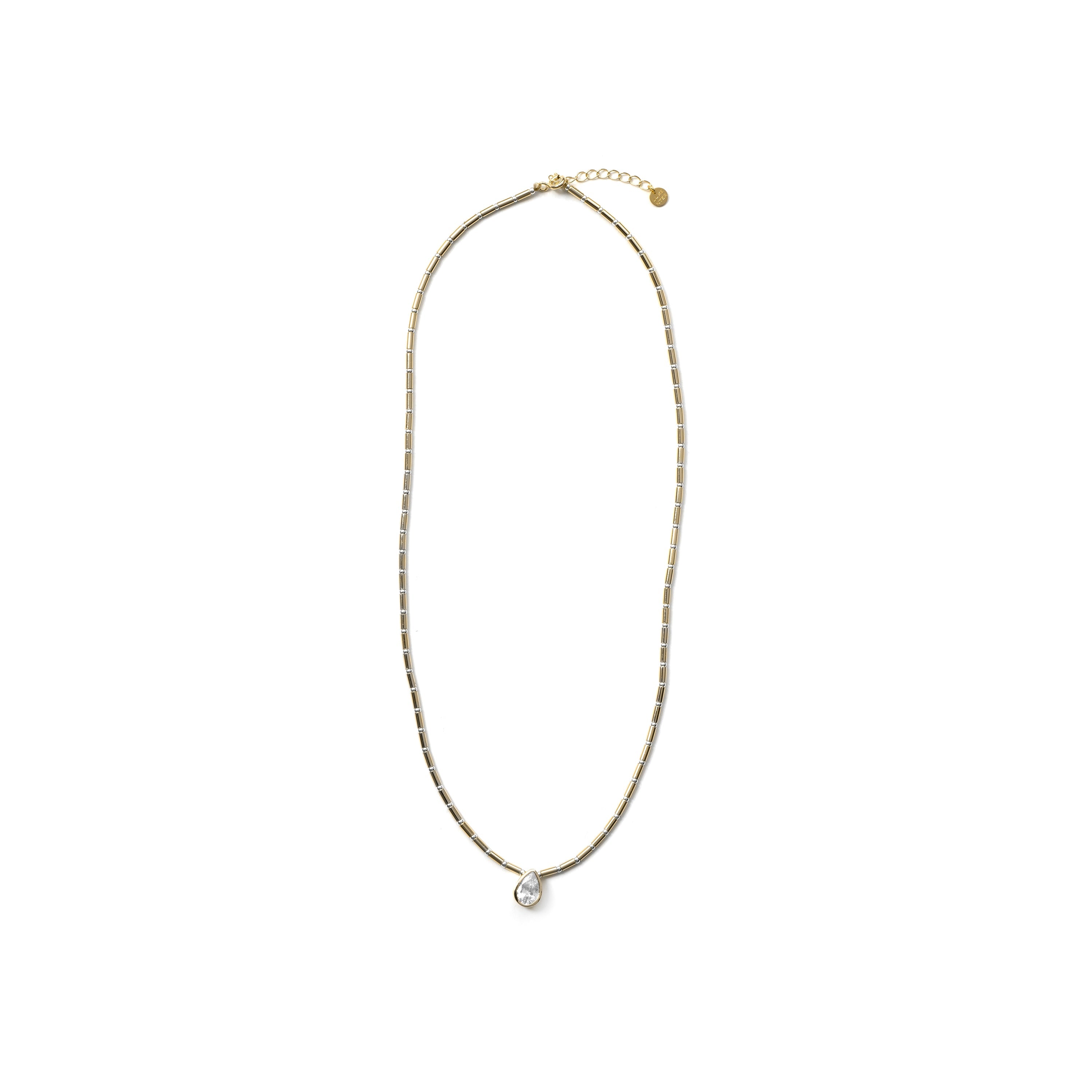 Sterling Silver 925 and Brilliant Zircon Necklace finished in 18k Yellow Gold - Gusva