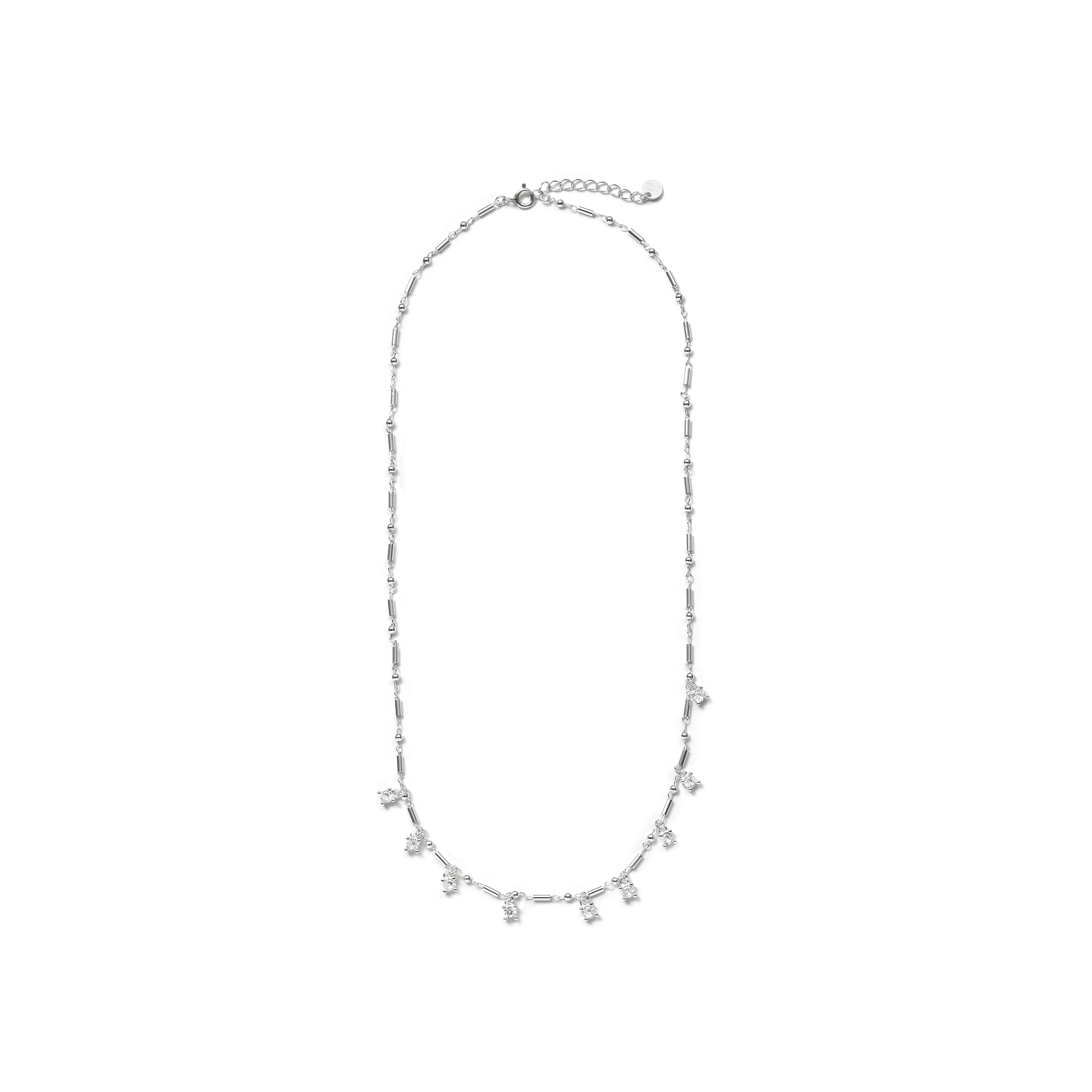 925 Sterling Silver and Brilliant Zircon Necklace with Rhodium Finish - Parkli