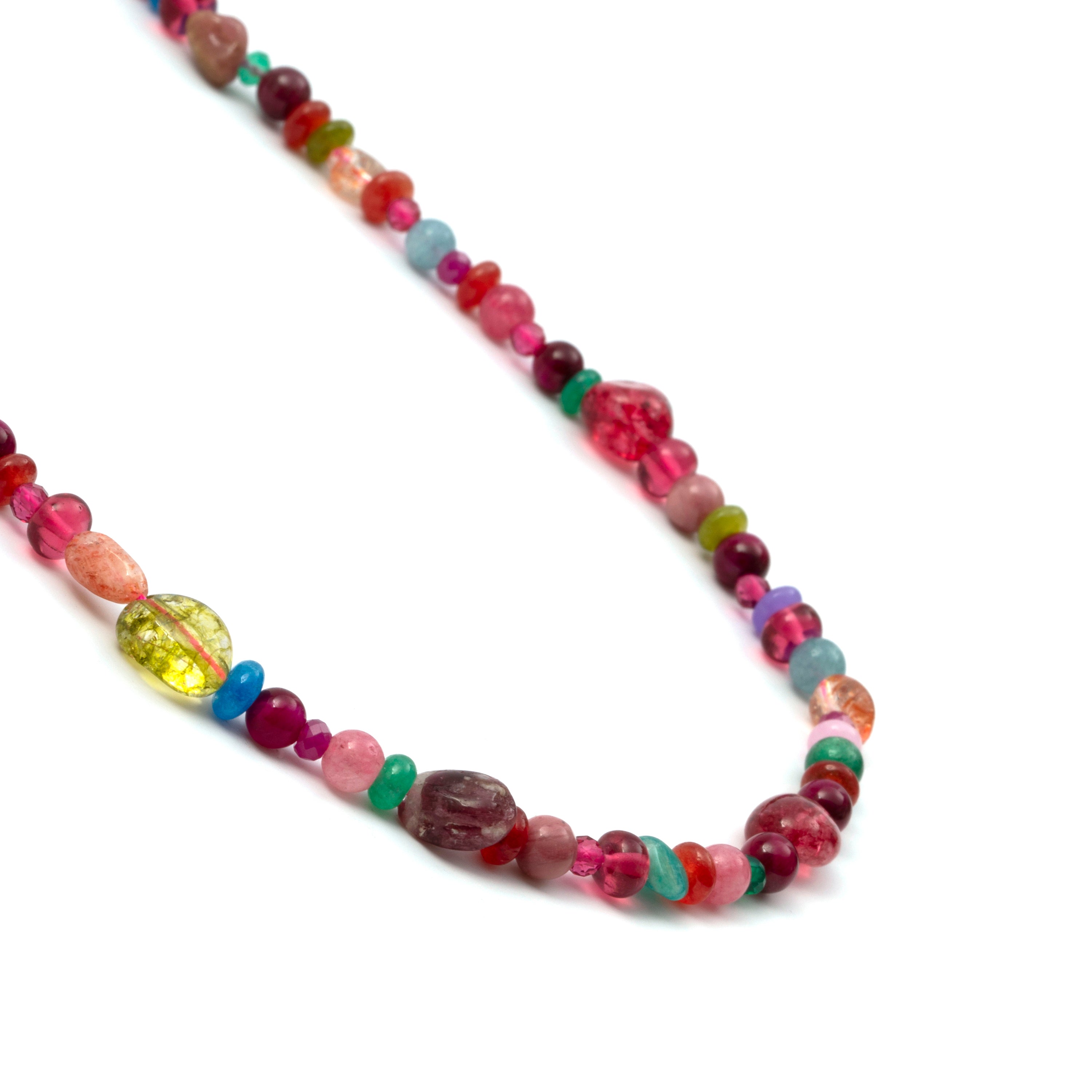 Collar de Plata de Ley 925 y Cristal Multicolor acabado en oro amarillo de 18k - Usak