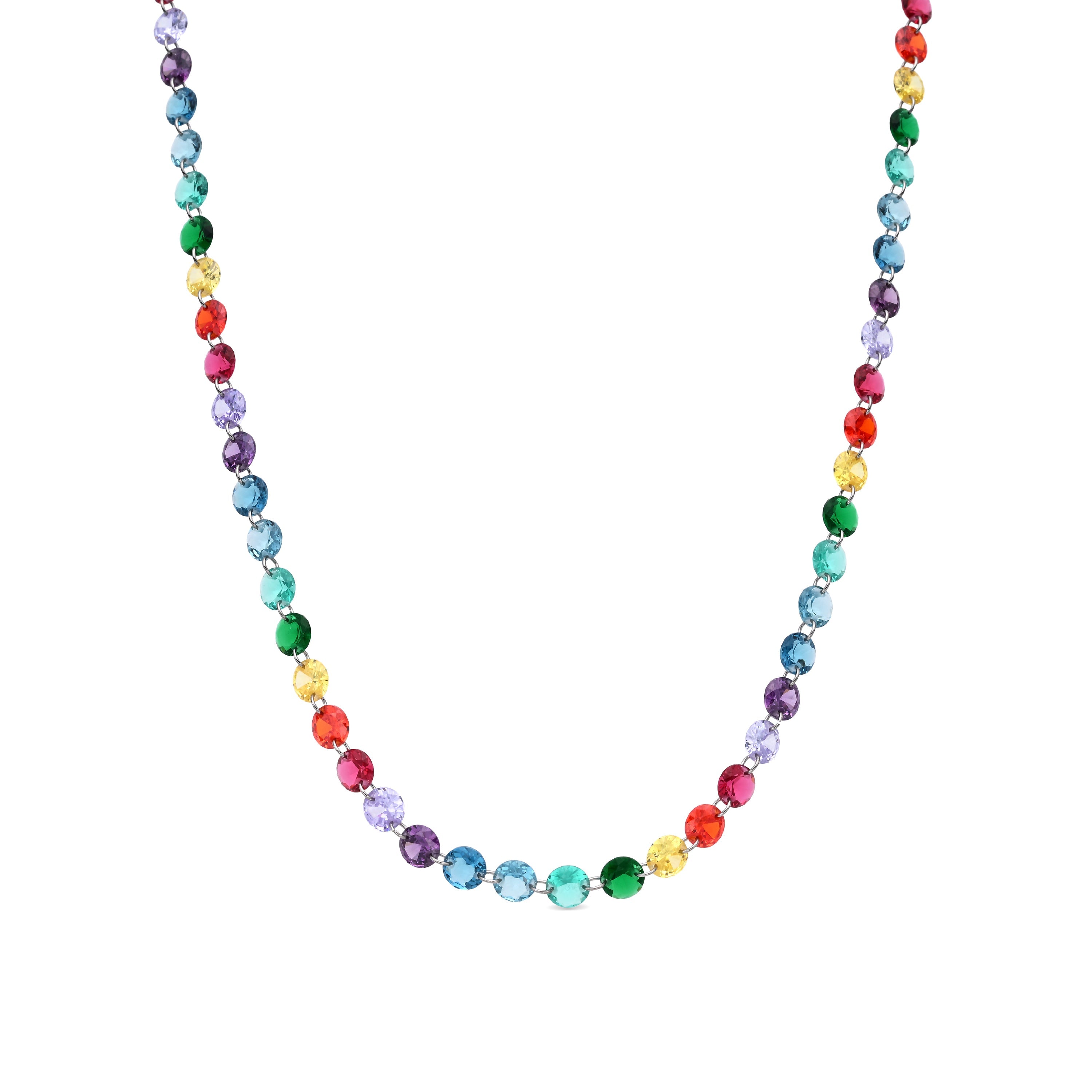 925 Sterling Silver and Multicolor Hydrothermal Quartz Necklace with Rhodium Finish - Rasyes