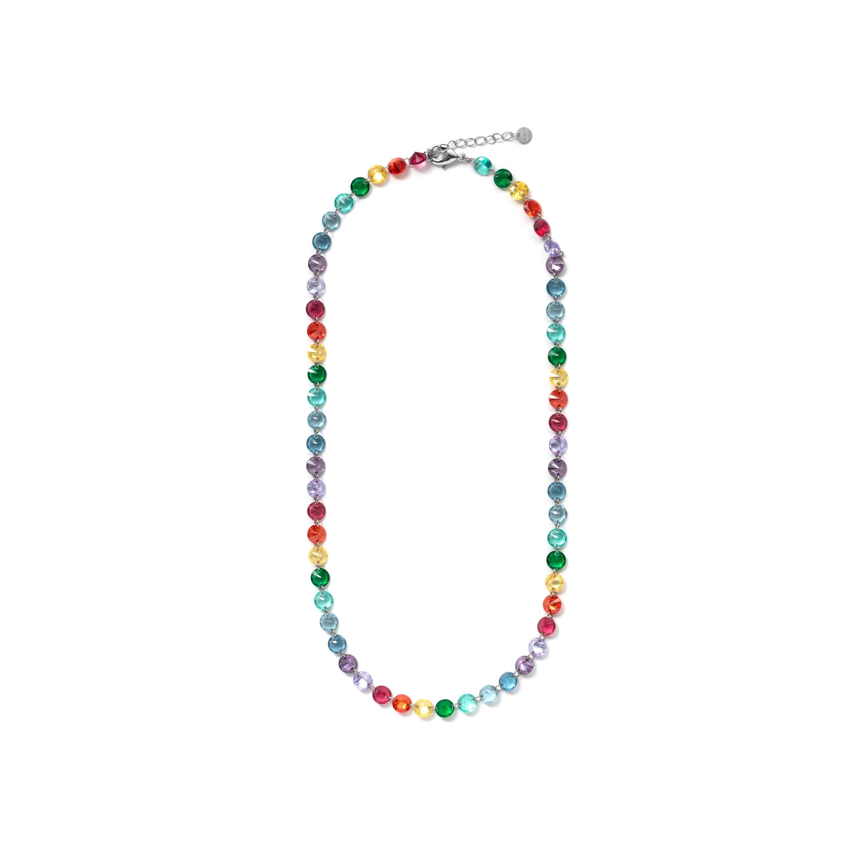 925 Sterling Silver and Multicolor Hydrothermal Quartz Necklace with Rhodium Finish - Rasyes