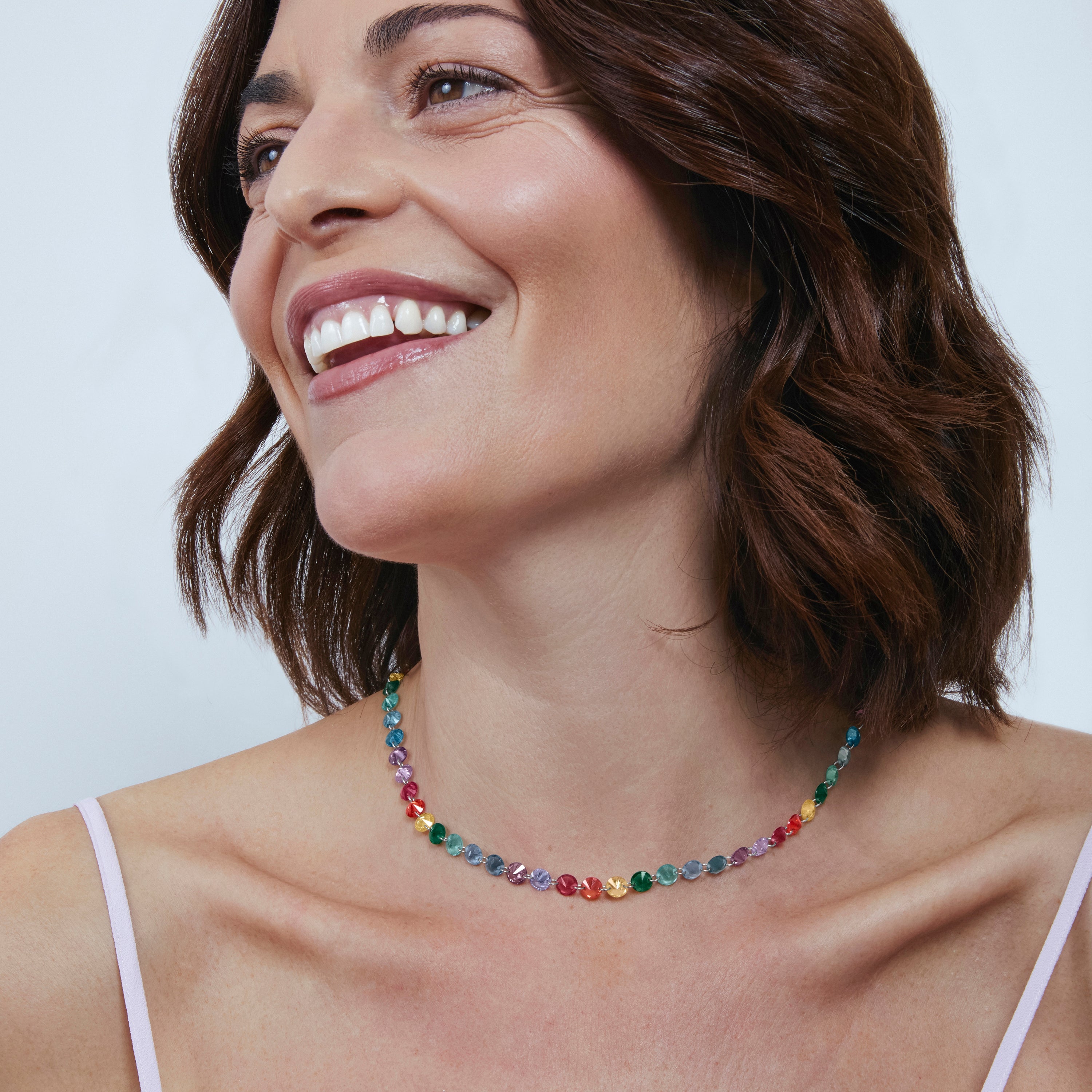925 Sterling Silver and Multicolor Hydrothermal Quartz Necklace with Rhodium Finish - Rasyes