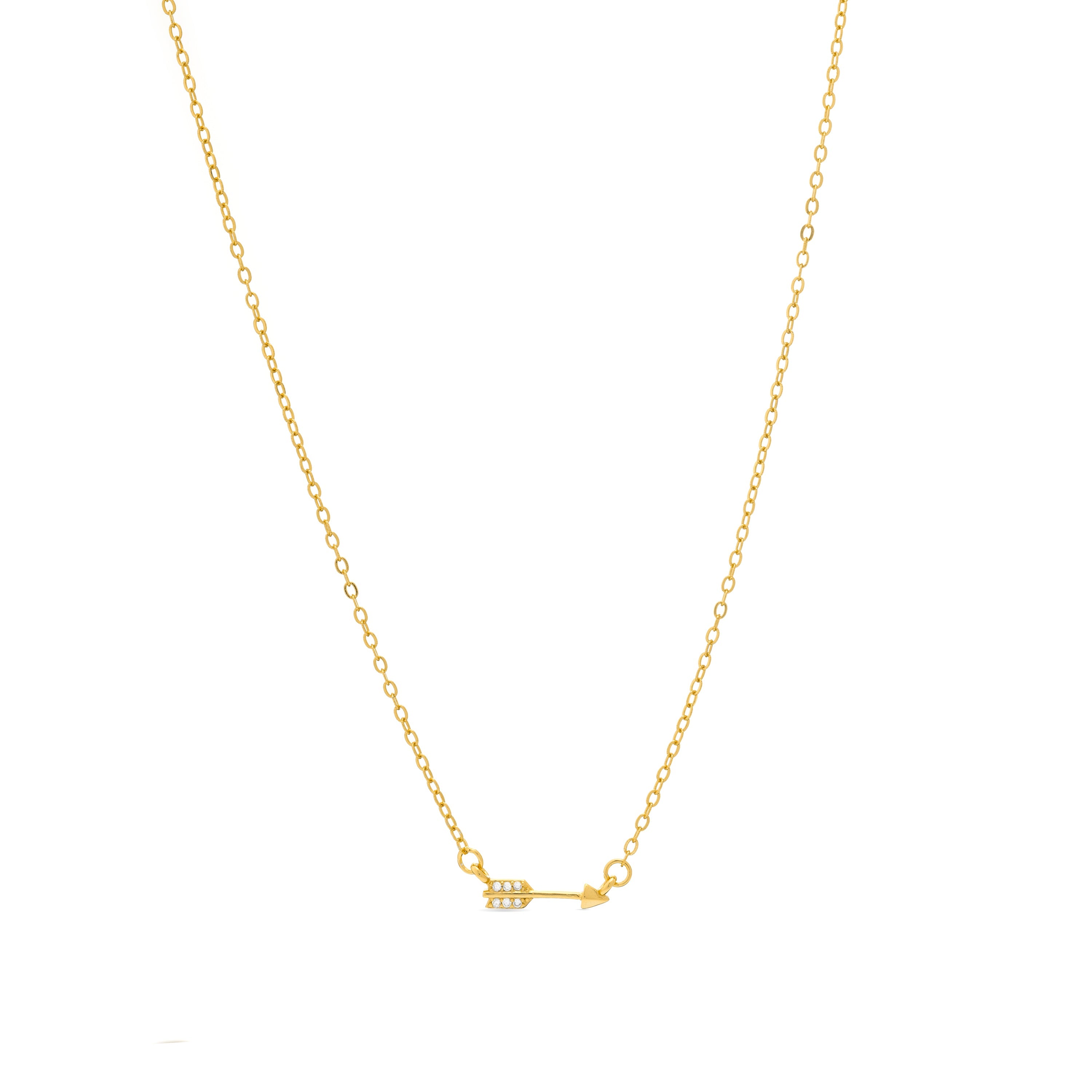 Colar de Prata 925 com Zircônia Brilhante acabamento em ouro amarelo 18k - Flecha