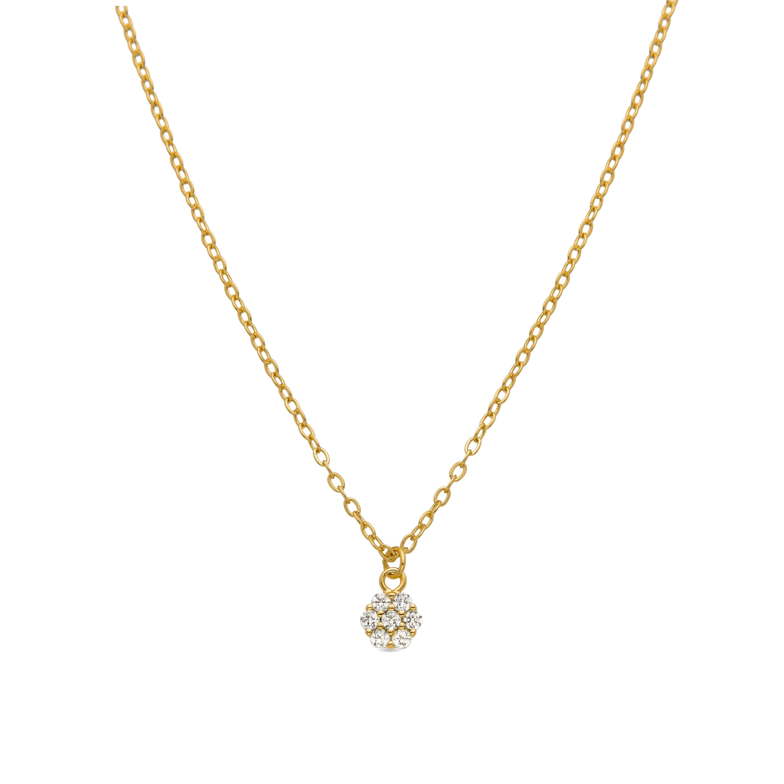 925 Sterling Silver and Brilliant Zirconia Necklace, 18K Yellow Gold Finish - Oris