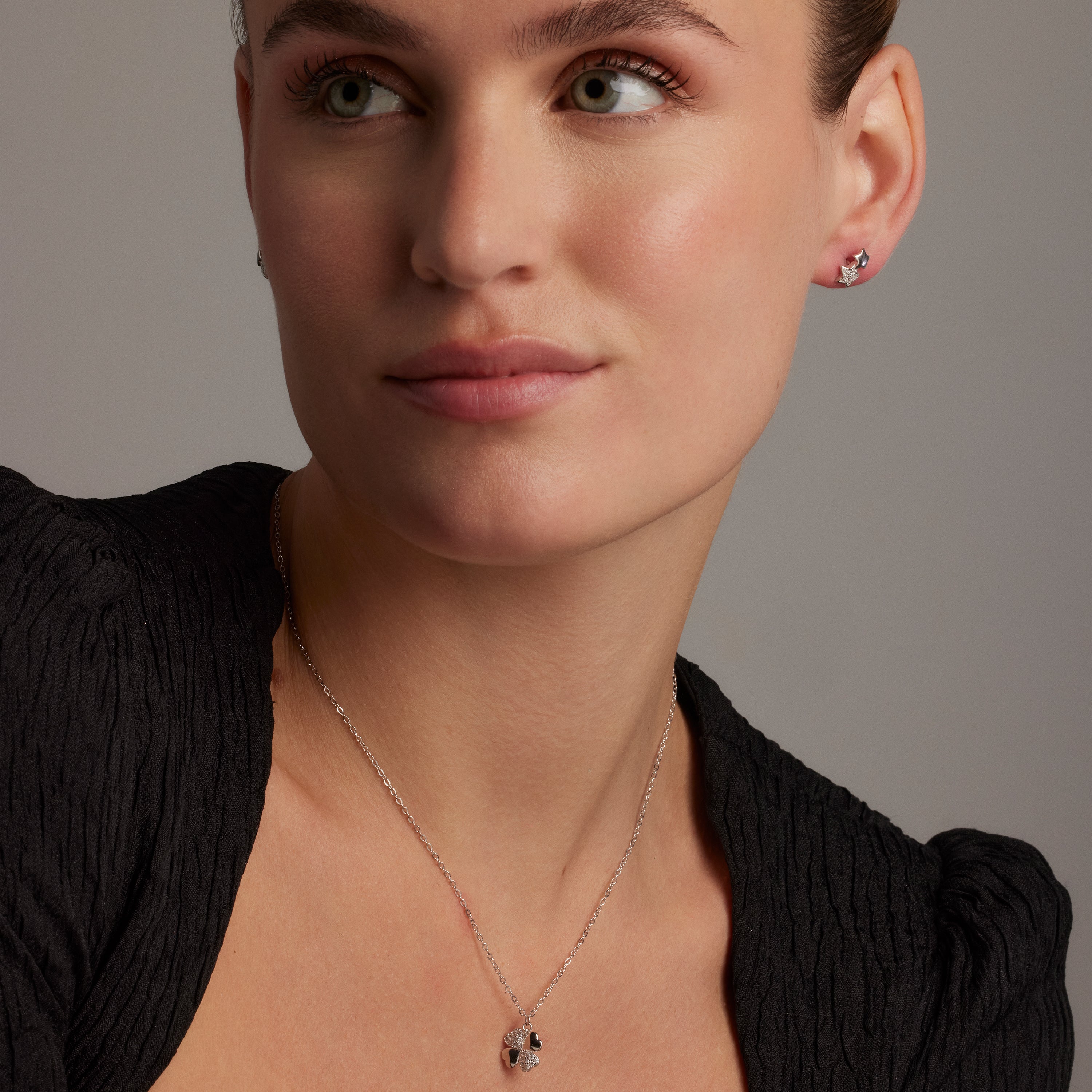 925 Sterling Silver and Brilliant Zirconia Necklace with Rhodium Finish - Lumah