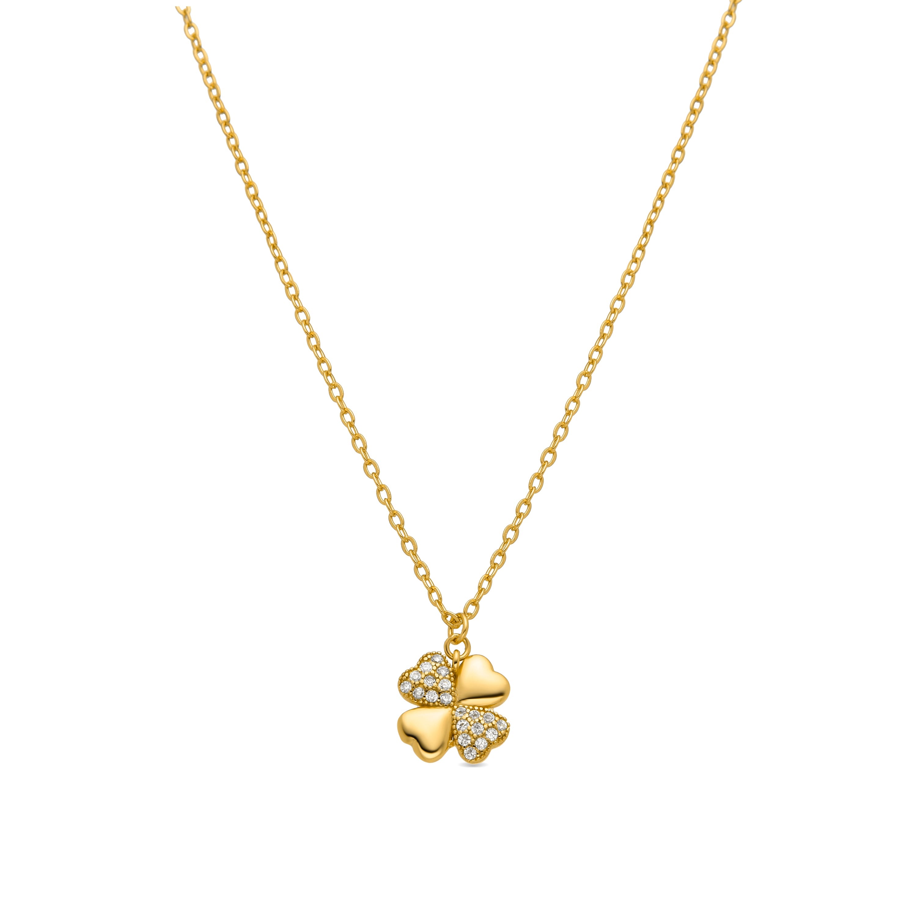 925 Sterling Silver and Brilliant Zirconia Necklace finished in 18K yellow gold - Lumah