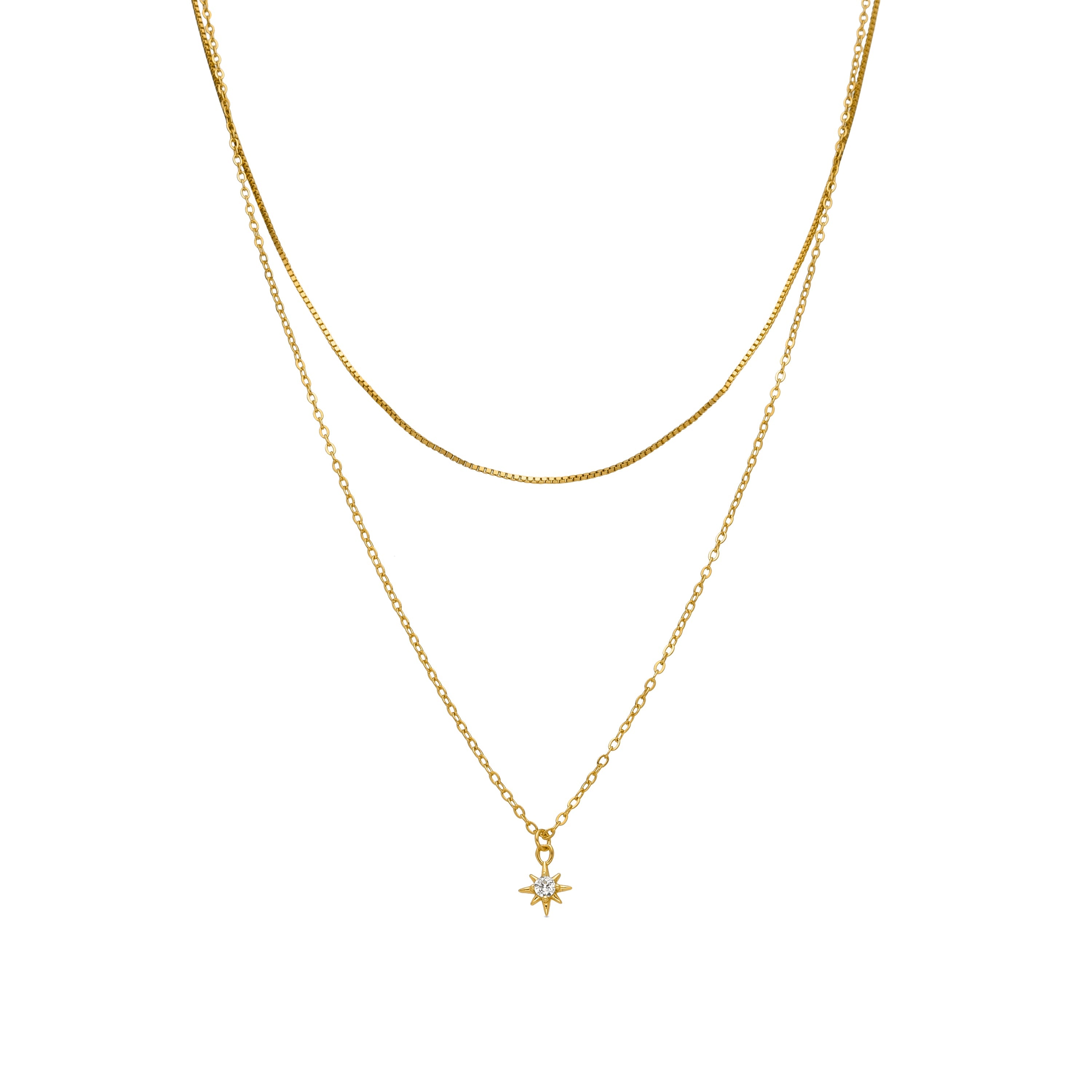 925 Sterling Silver and Brilliant Zirconia Necklace finished in 18K yellow gold - Najme
