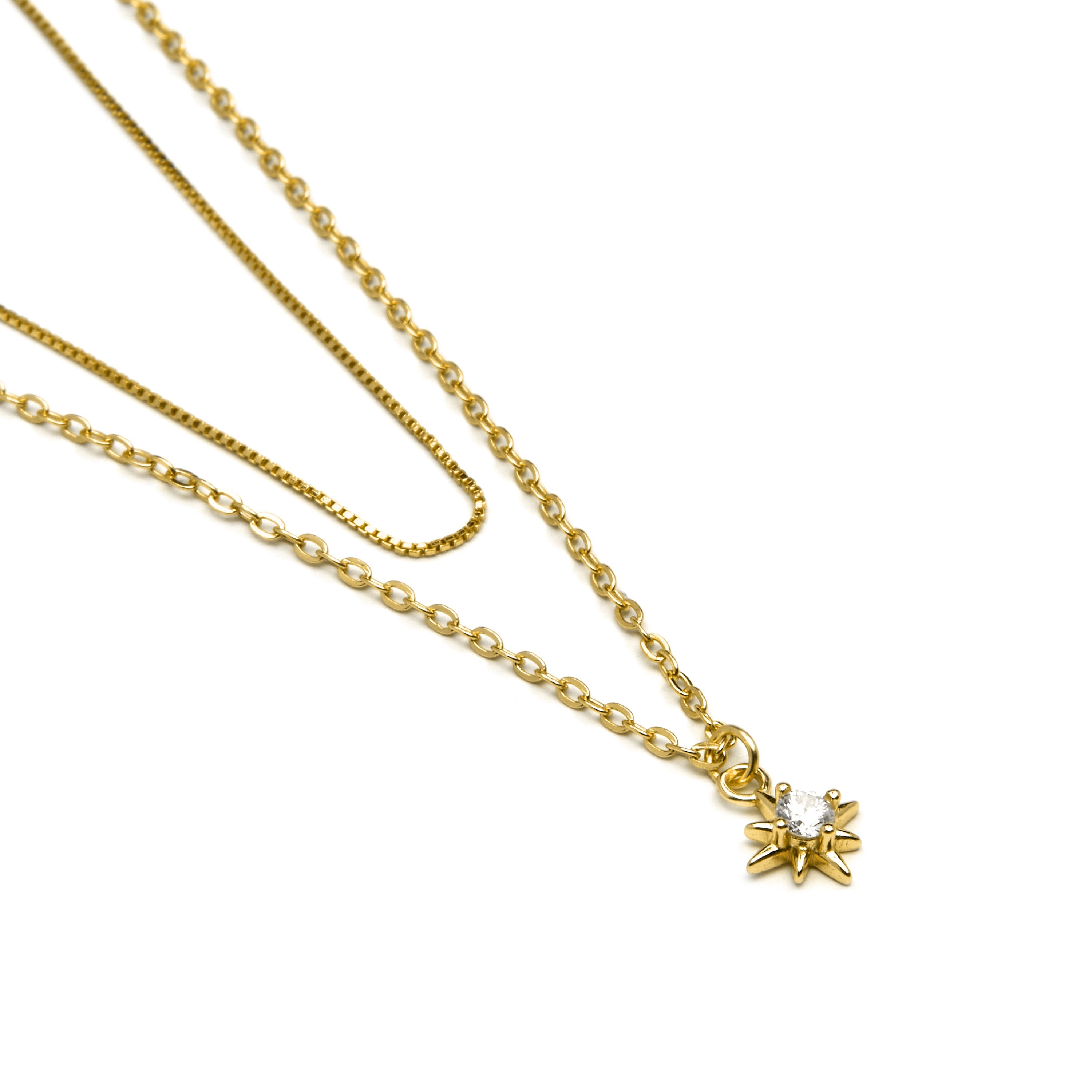925 Sterling Silver and Brilliant Zirconia Necklace finished in 18K yellow gold - Najme
