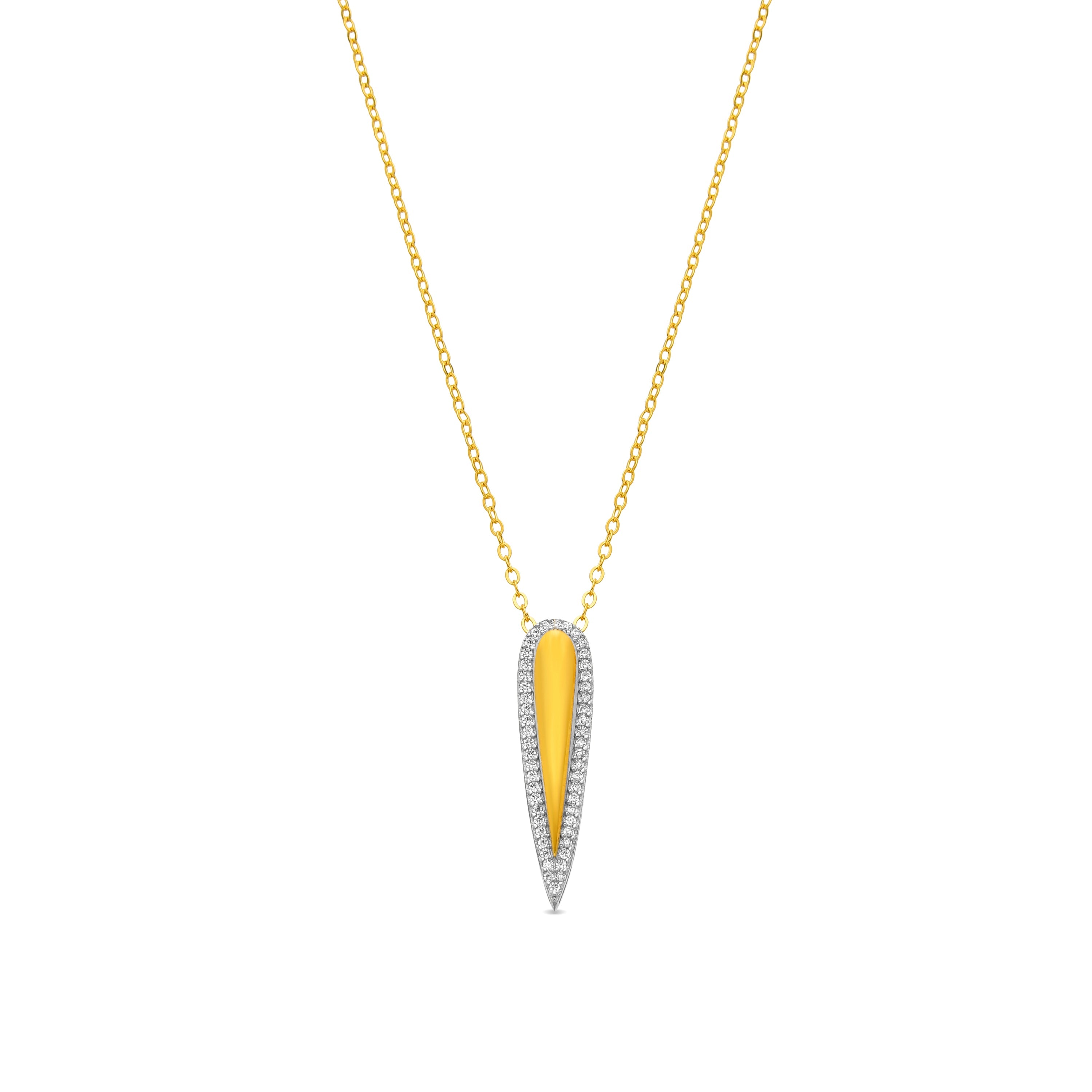 925 Sterling Silver and Brilliant Zirconia Necklace, 18k Gold Finish - Omiya