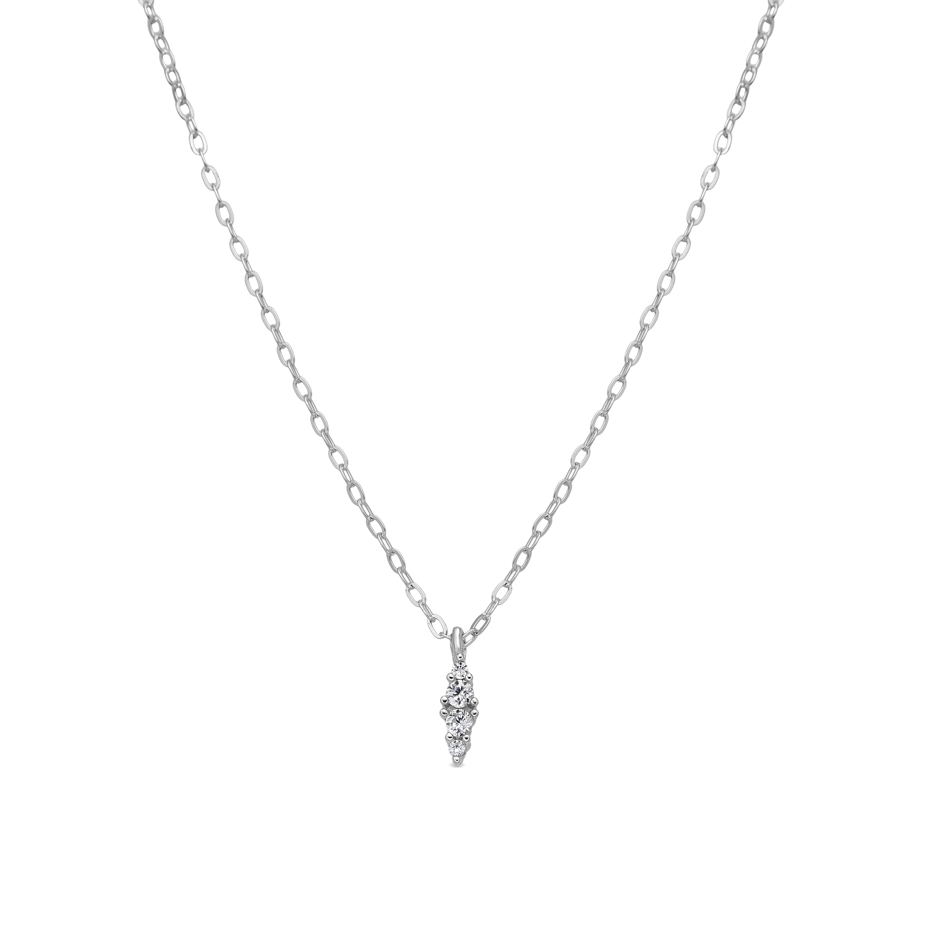 925 Sterling Silver and Brilliant Zirconia Necklace, Rhodium Finish - Naswa