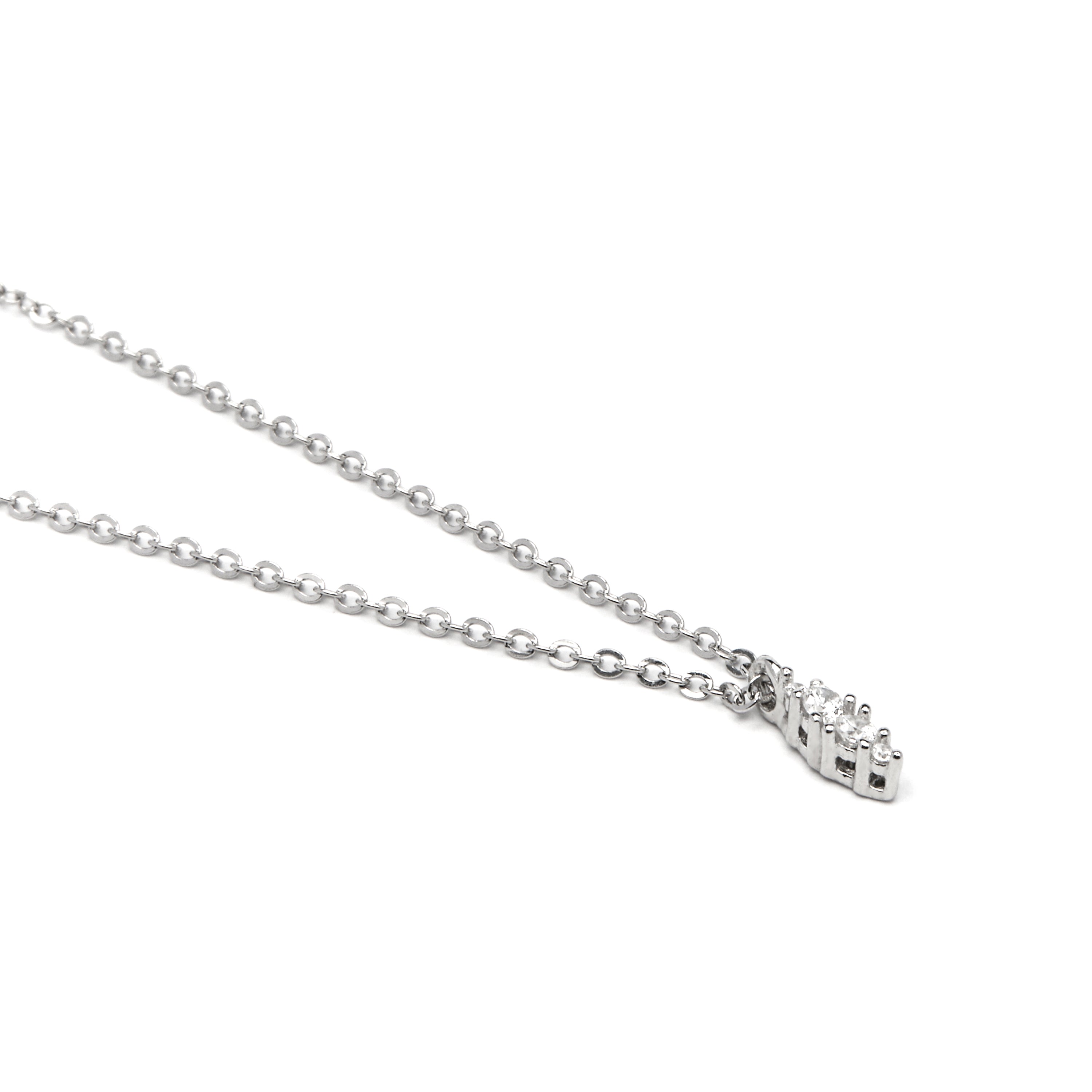 925 Sterling Silver and Brilliant Zirconia Necklace, Rhodium Finish - Naswa