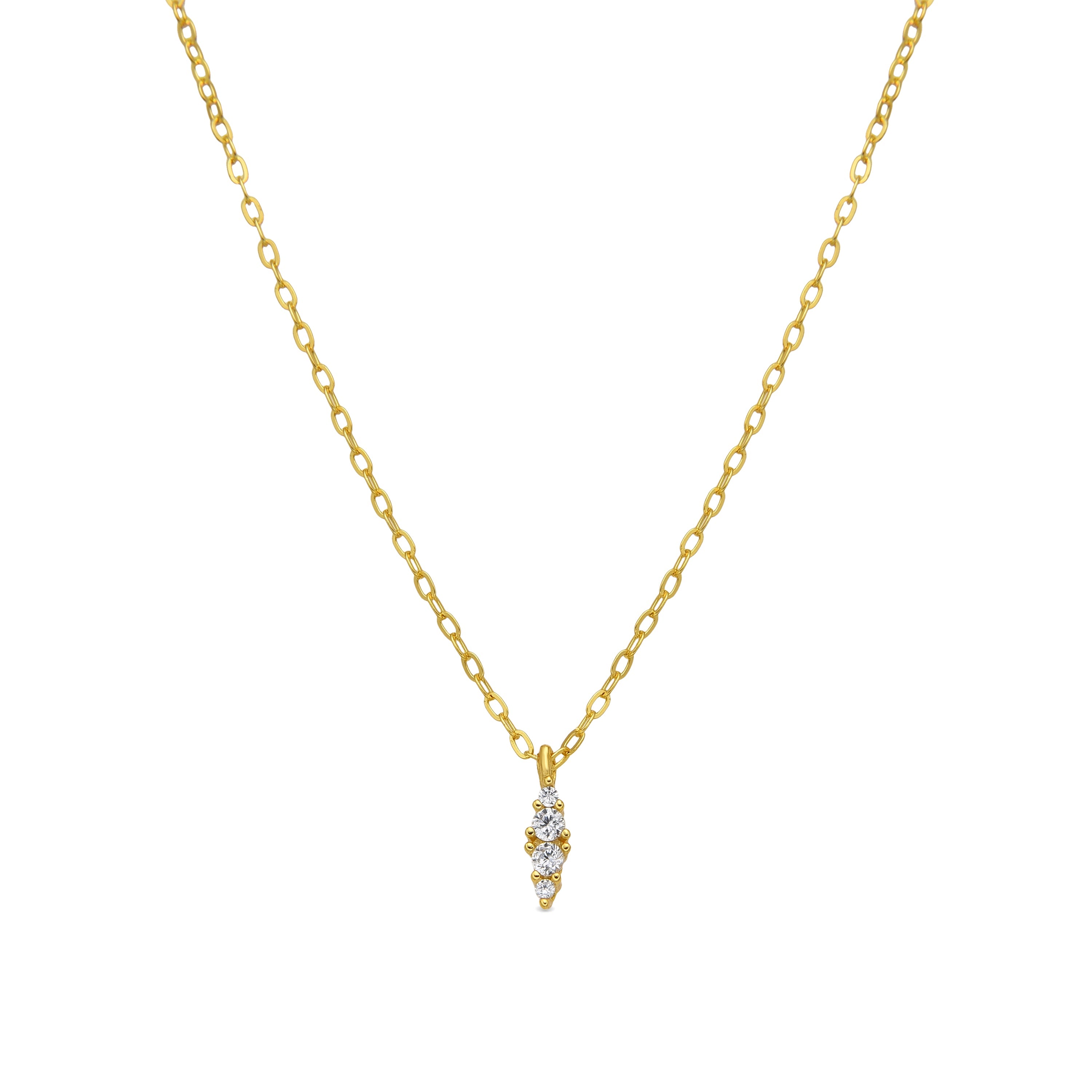 925 Sterling Silver and Brilliant Zirconia Necklace in 18k Yellow Gold Finish - Naswa