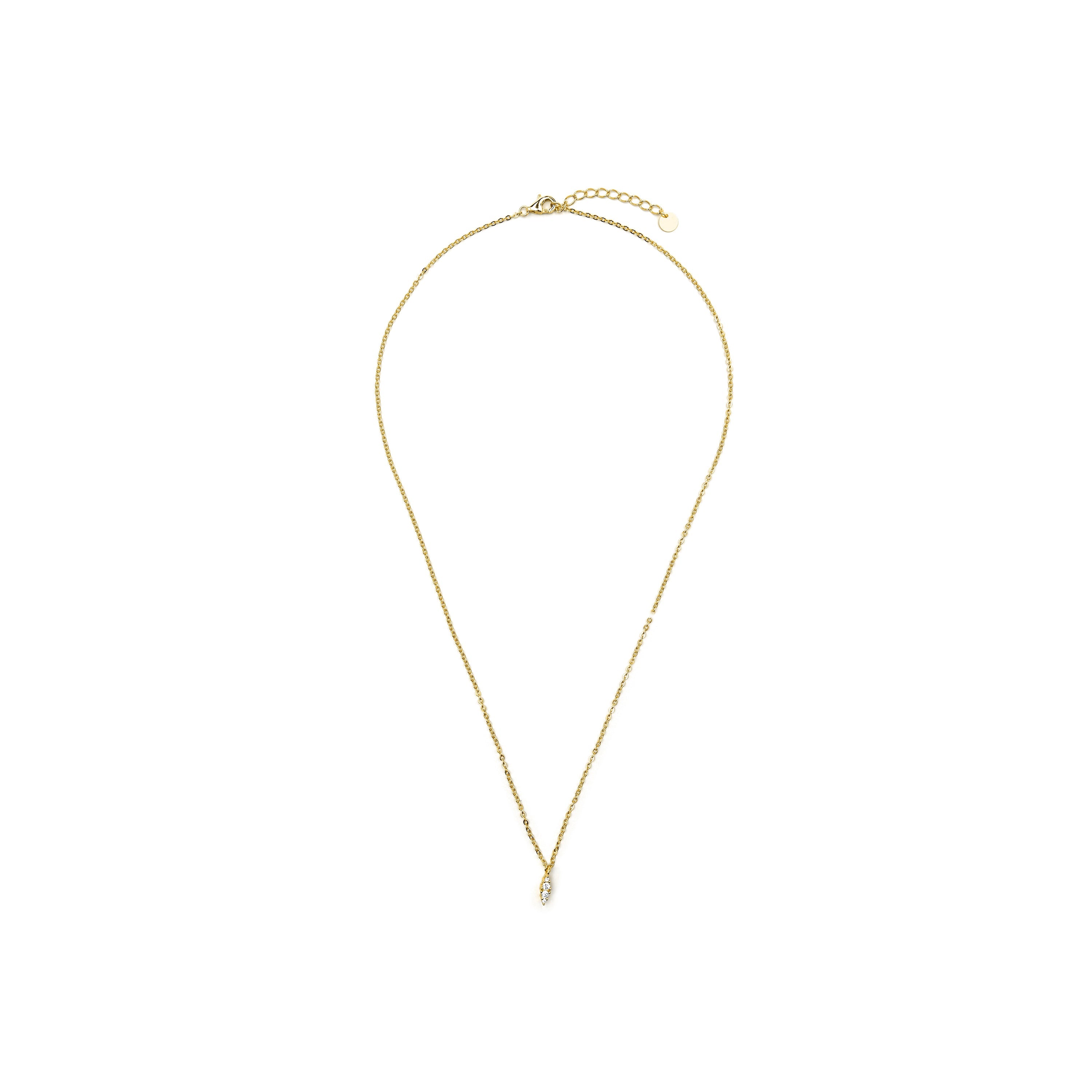 925 Sterling Silver and Brilliant Zirconia Necklace in 18k Yellow Gold Finish - Naswa