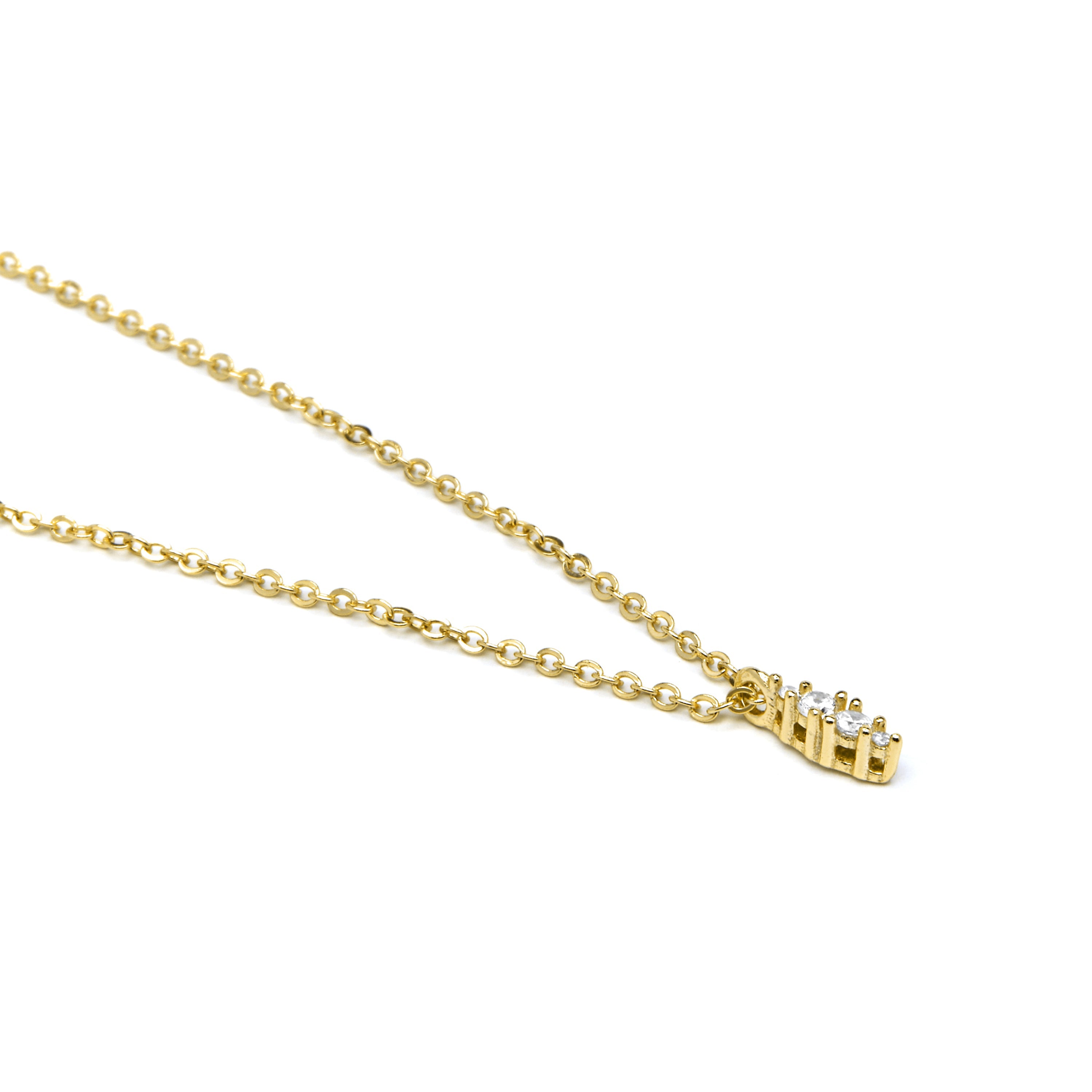 925 Sterling Silver and Brilliant Zirconia Necklace in 18k Yellow Gold Finish - Naswa