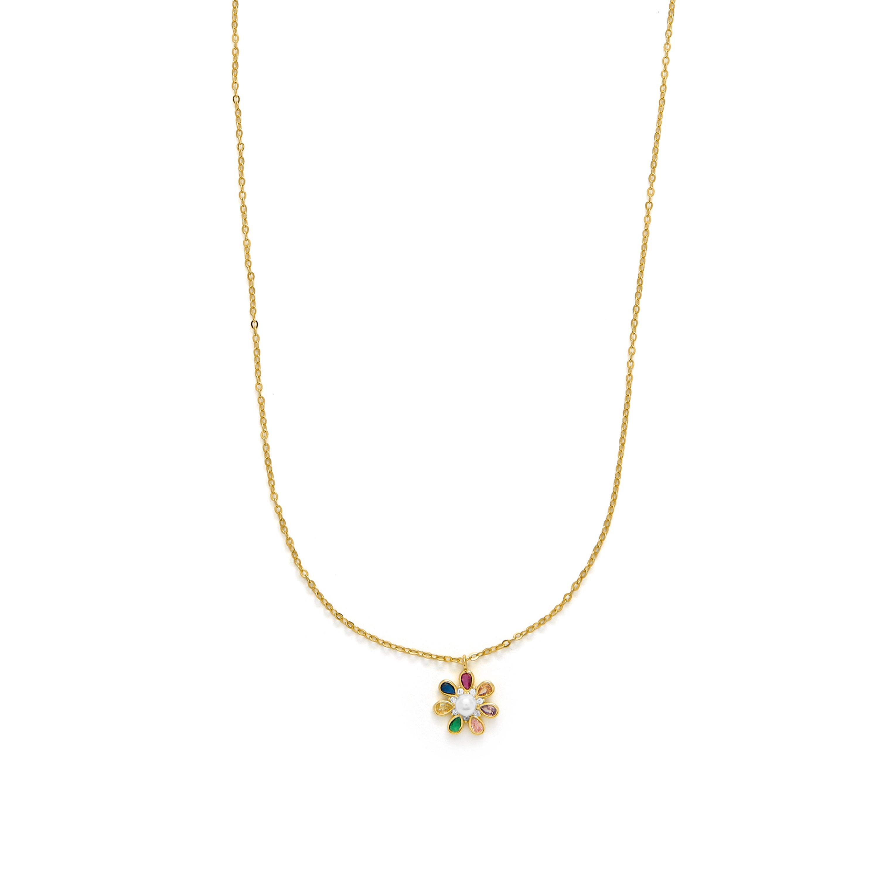 Collar de Plata de Ley 925 y Circonita Multicolor acabado en oro amarillo 18k - Horsa