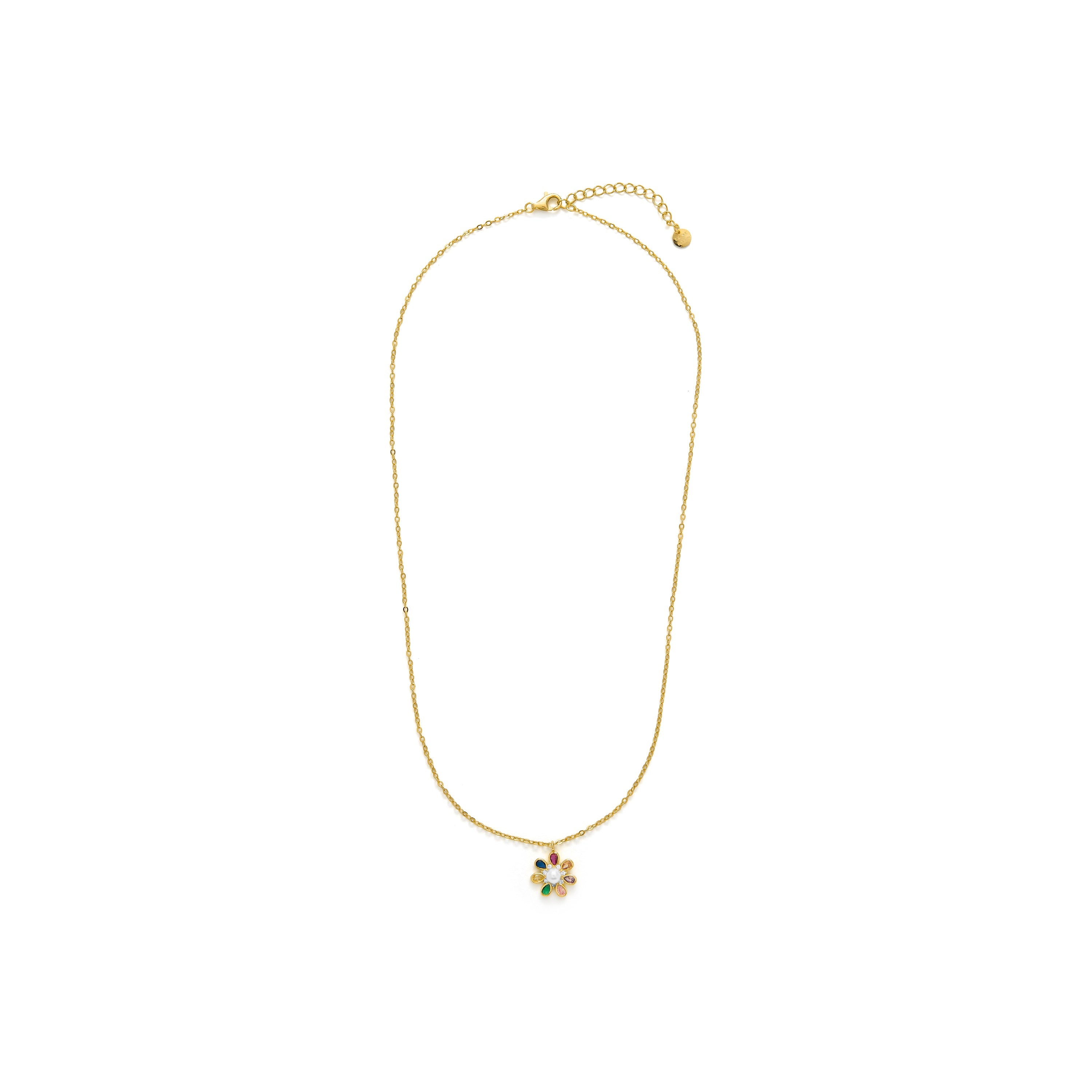 Collar de Plata de Ley 925 y Circonita Multicolor acabado en oro amarillo 18k - Horsa