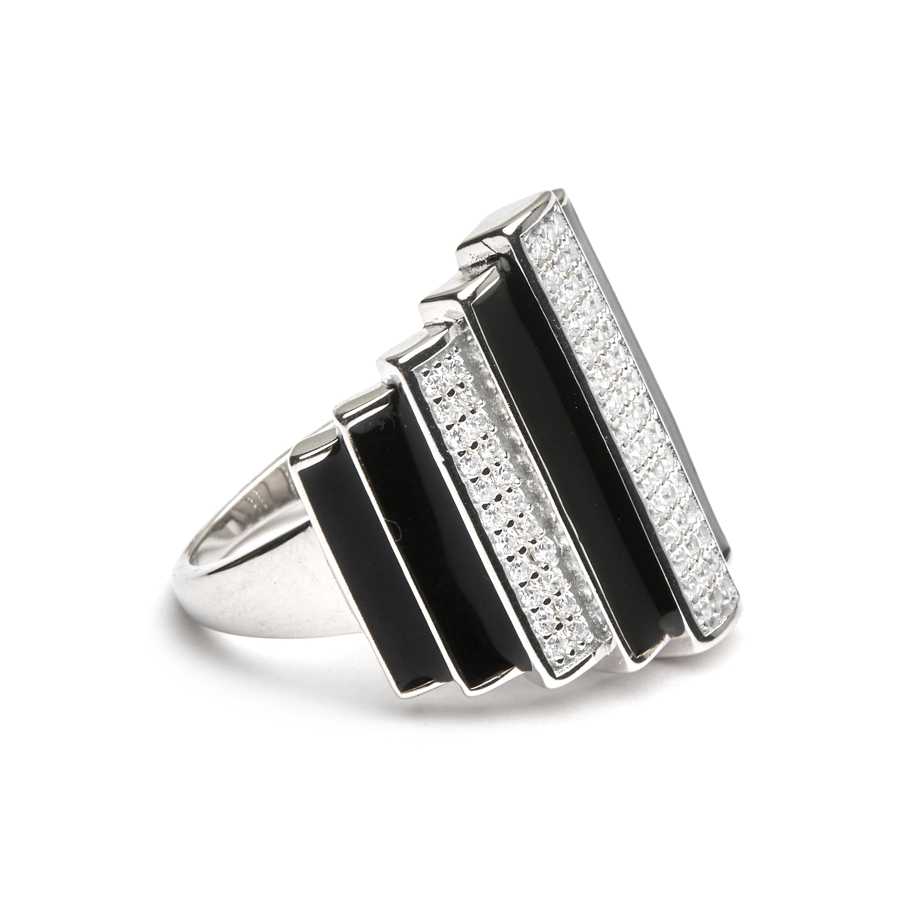 Anillo de Plata de Ley 925 y Lacado Negro acabado en rodio - Epur