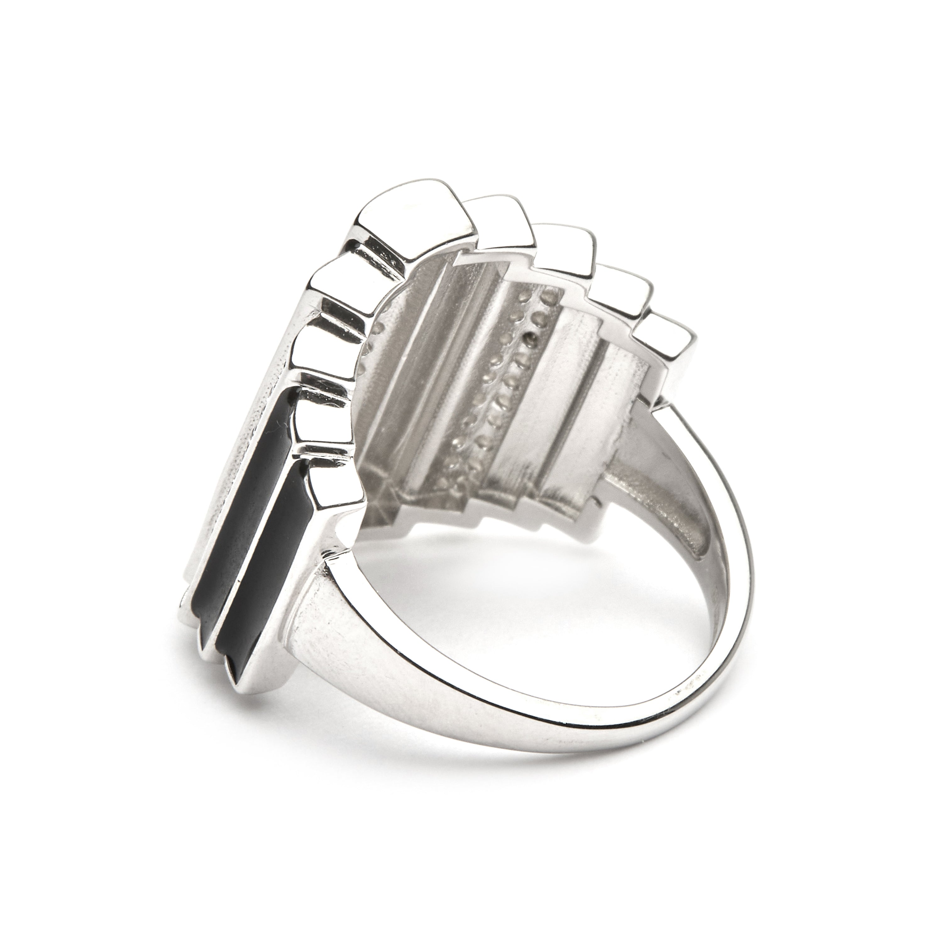 Anillo de Plata de Ley 925 y Lacado Negro acabado en rodio - Epur