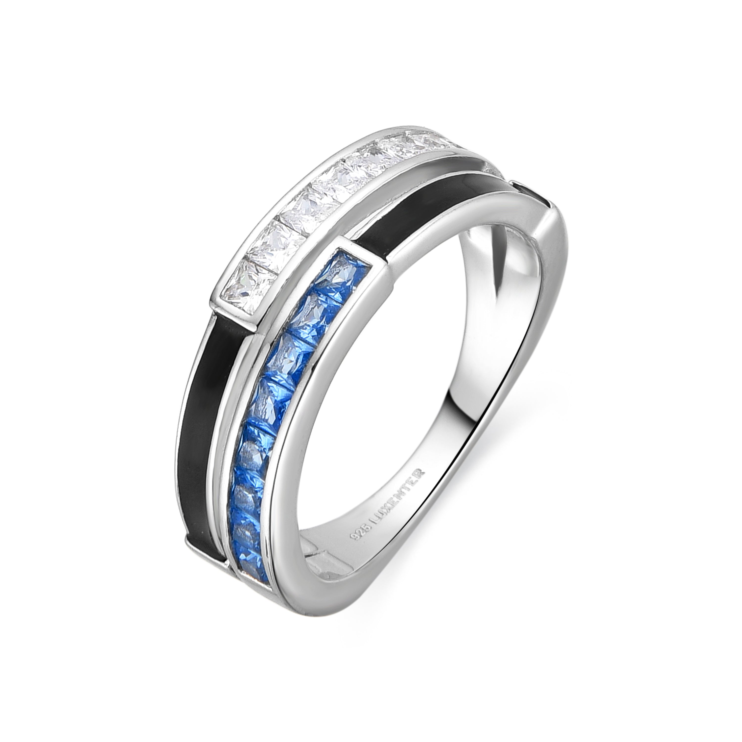 Anillo de Plata de Ley 925 y Circonita Zafiro acabado rodio - Nikoa