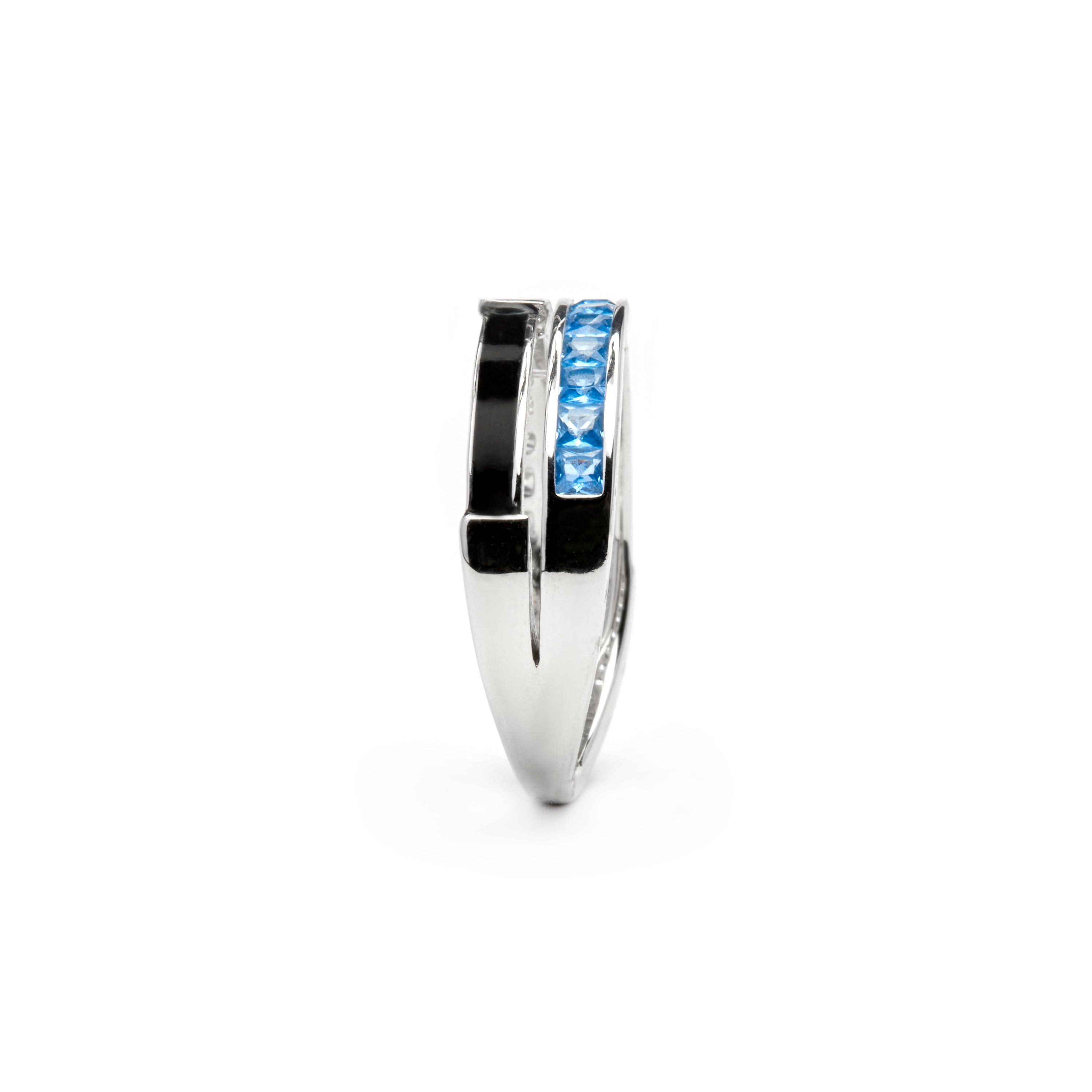 925 Sterling Silver and Sapphire Zirconia Ring with Rhodium Finish - Nikoa