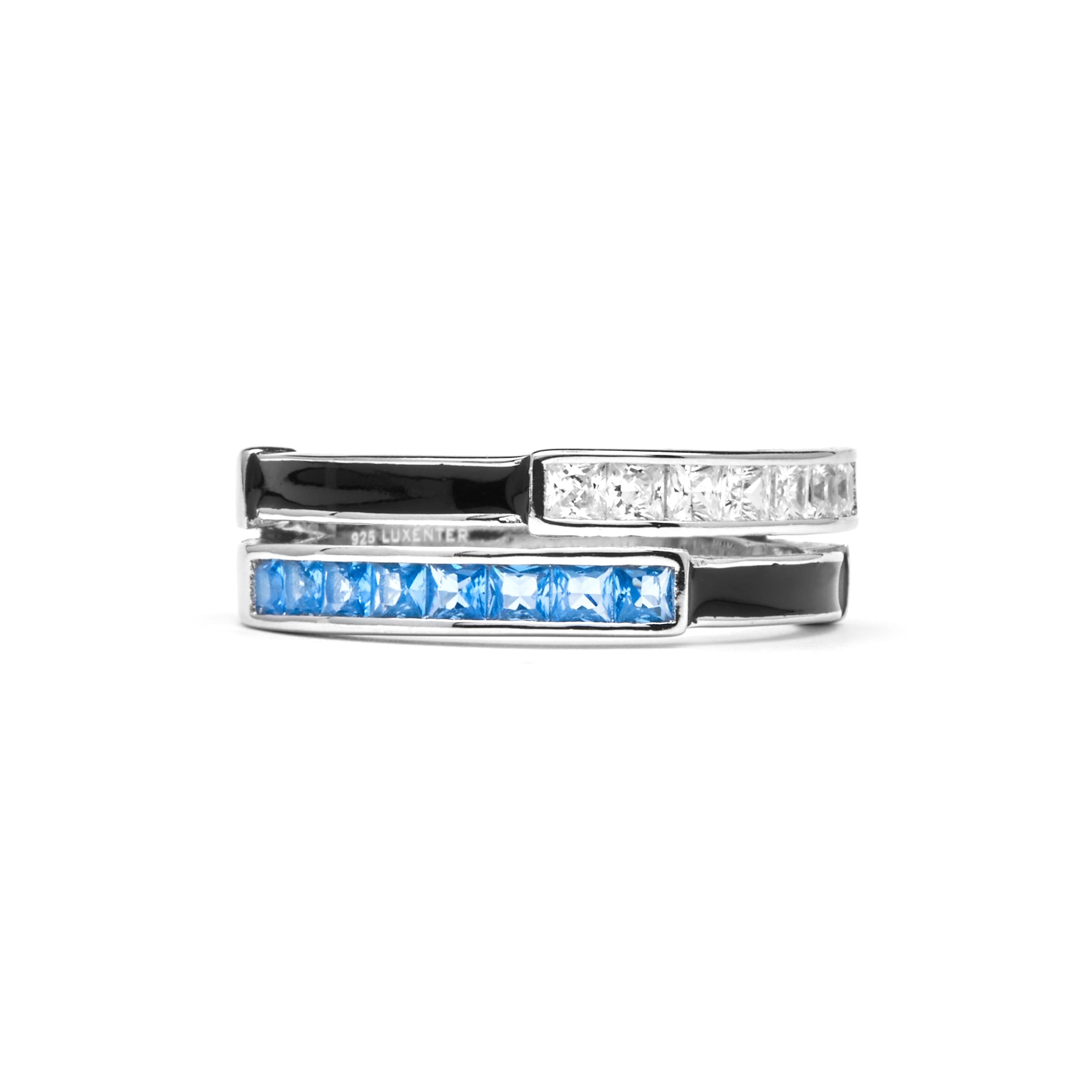 925 Sterling Silver and Sapphire Zirconia Ring with Rhodium Finish - Nikoa