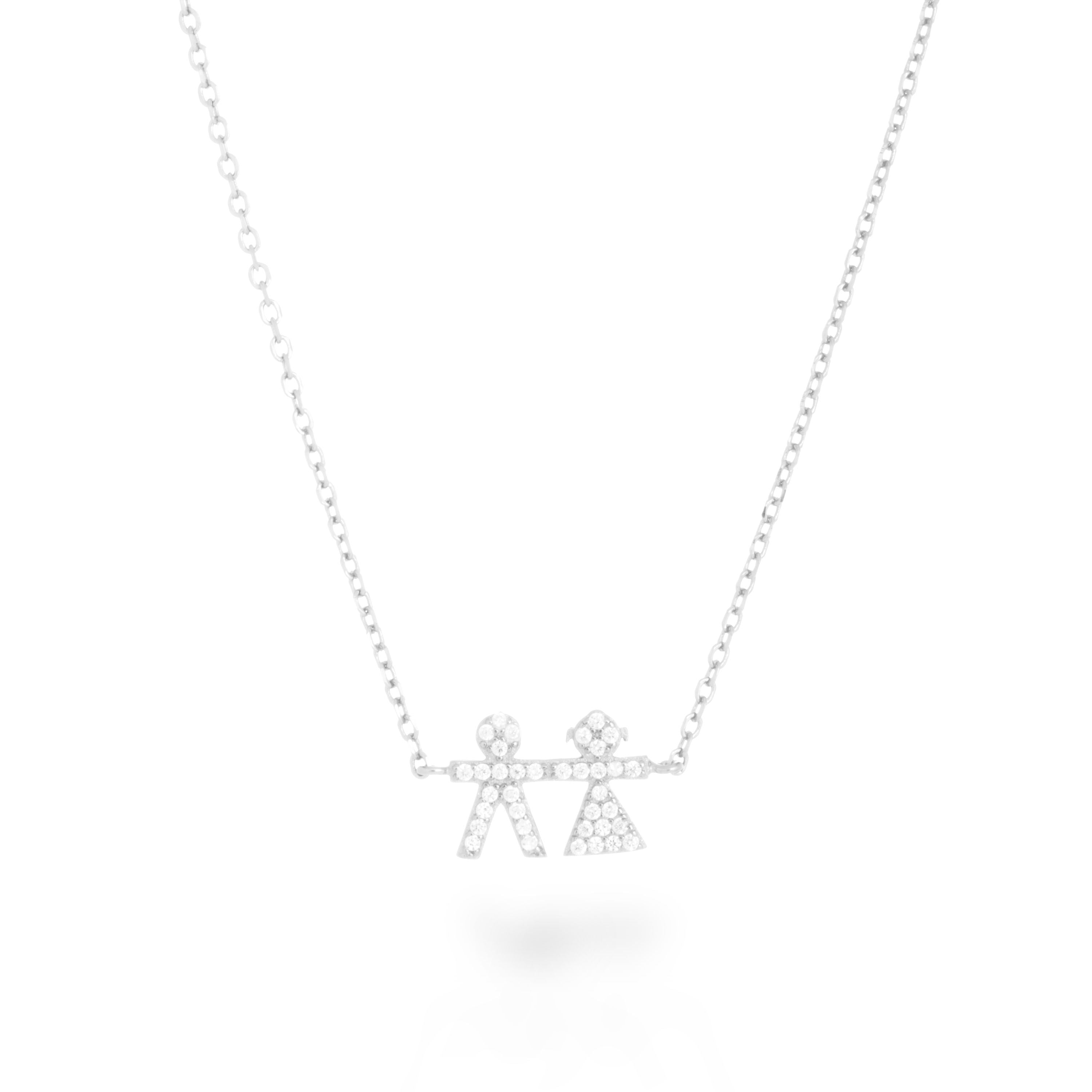 925 Sterling Silver Necklace with Rhodium-Finished Brilliant Zirconia - Bambino