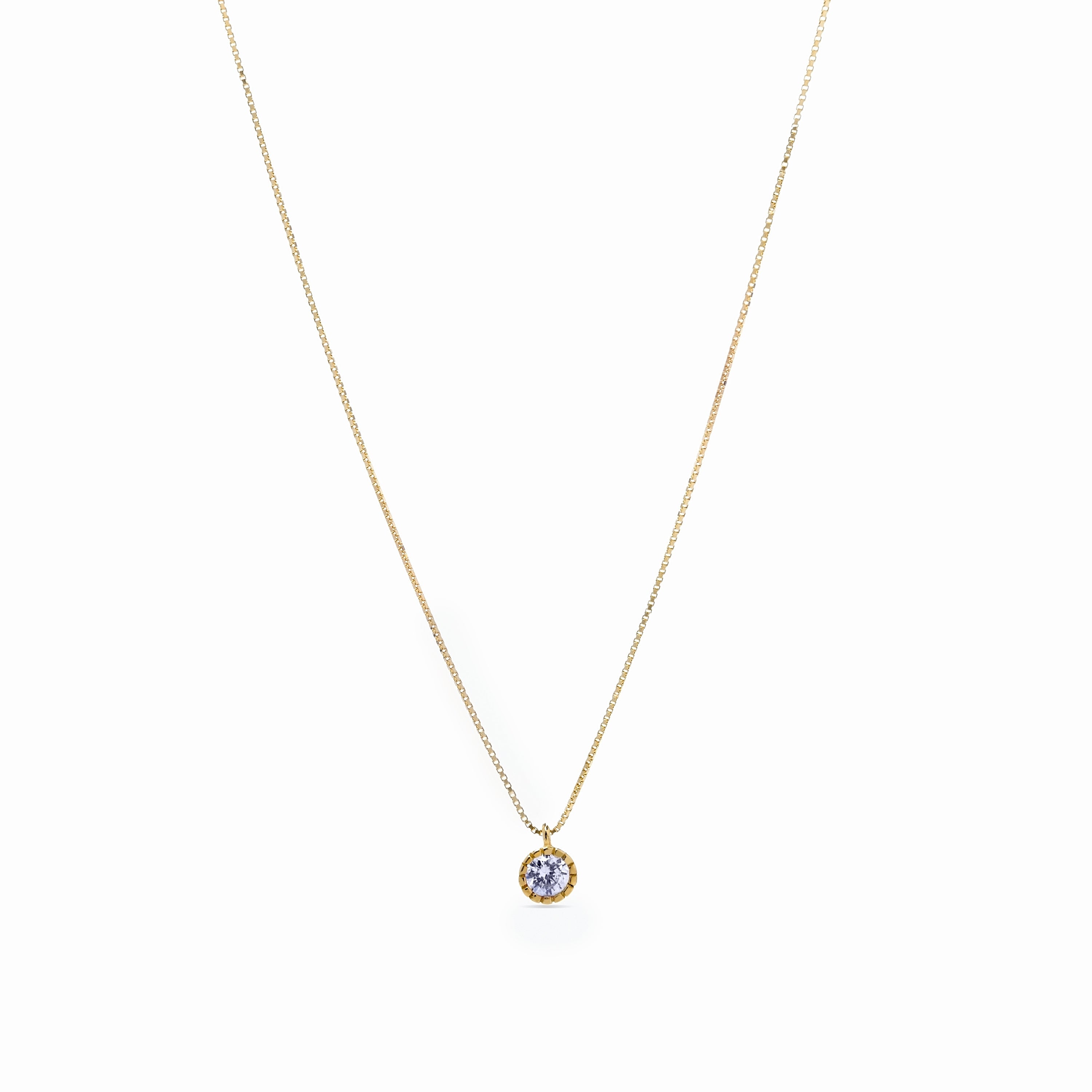925 Sterling Silver Necklace with Brilliant Zirconia finished in 18K Yellow Gold - Naadim