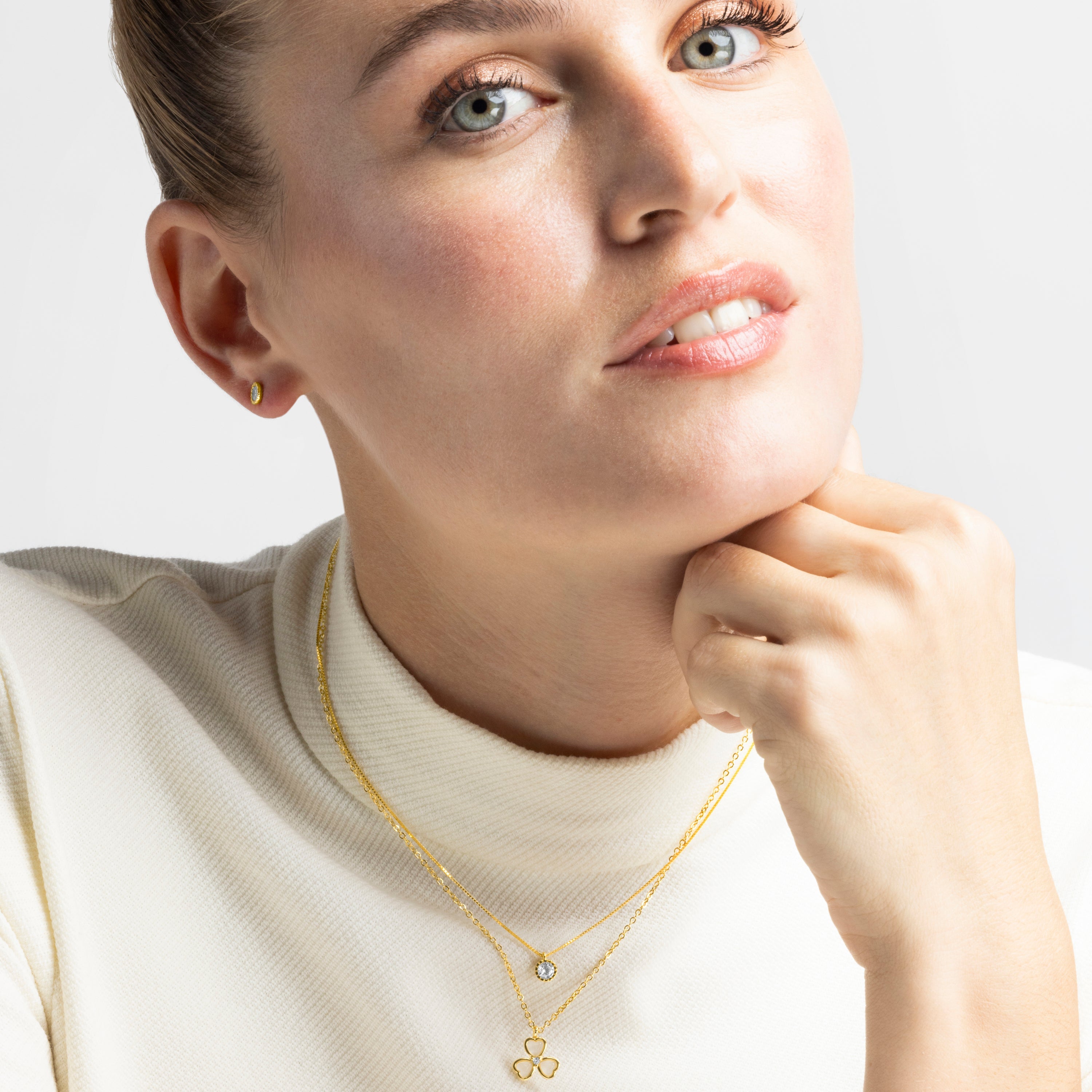 925 Sterling Silver Necklace with Brilliant Zirconia finished in 18K Yellow Gold - Naadim