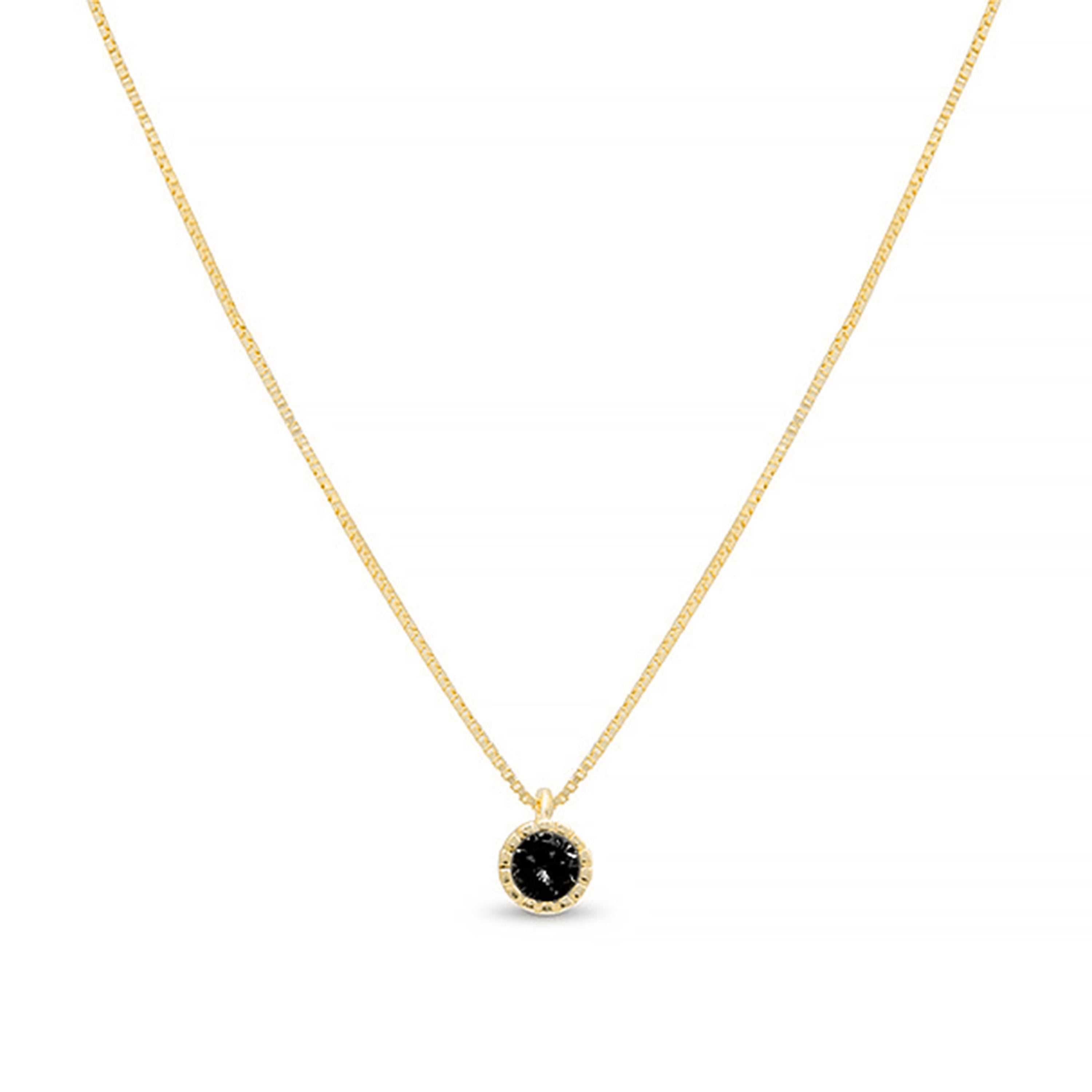925 Sterling Silver Necklace with Onyx Zirconia finished in 18K Yellow Gold - Naadim