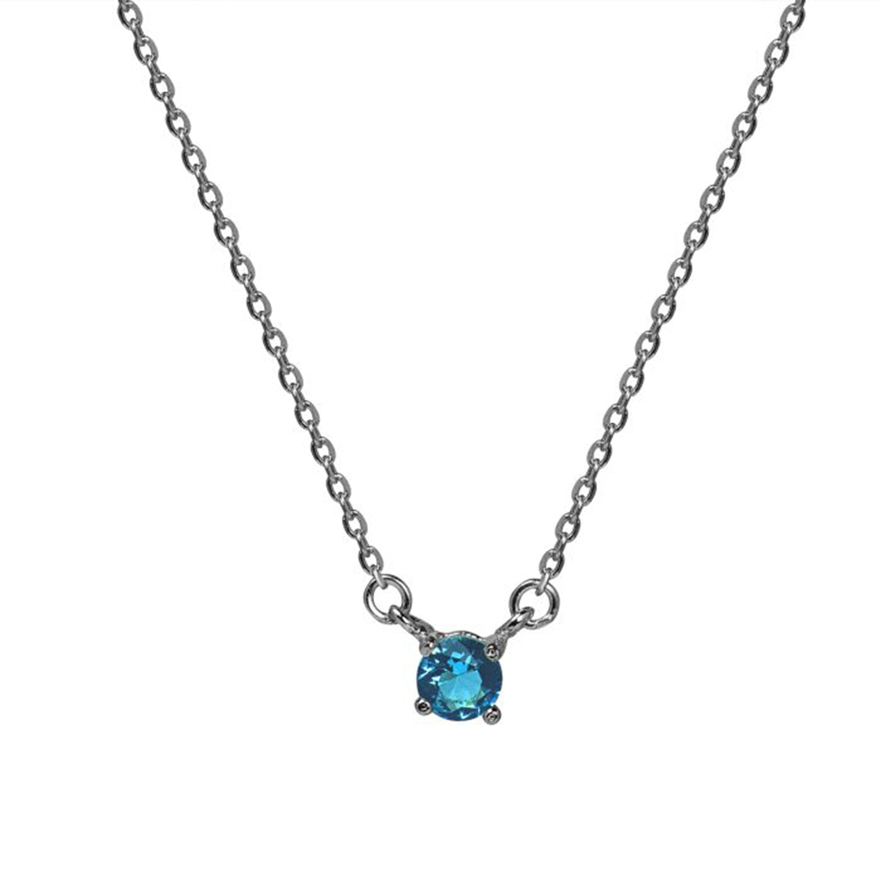 Collar de Plata de Ley 925 con Cuarzo Hidrotermal Topacio Azul acabado en rodio - Otieno