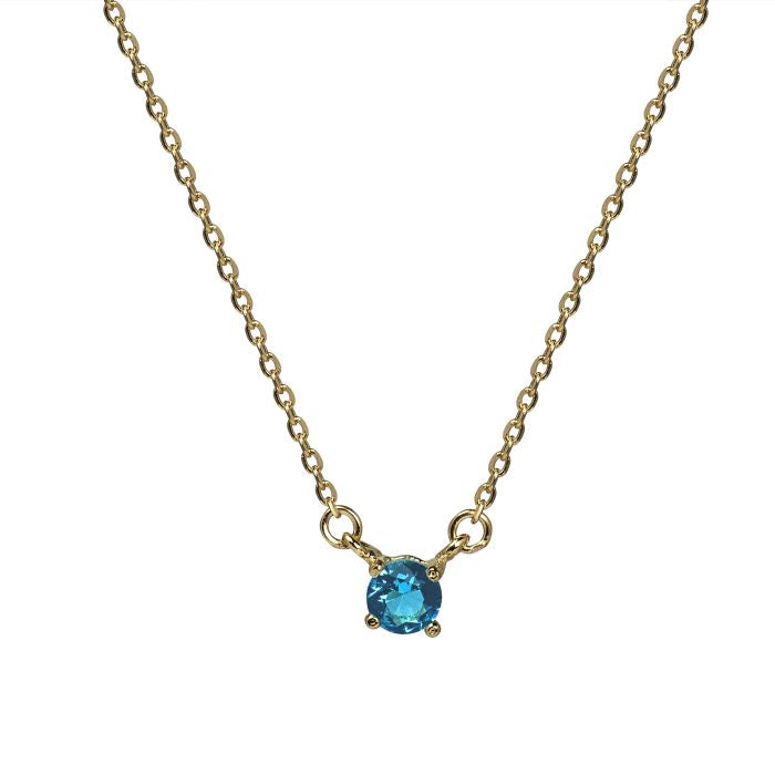 925 Sterling Silver Necklace with Hydrothermal Quartz Blue Topaz finished in 18K Yellow Gold - Otieno