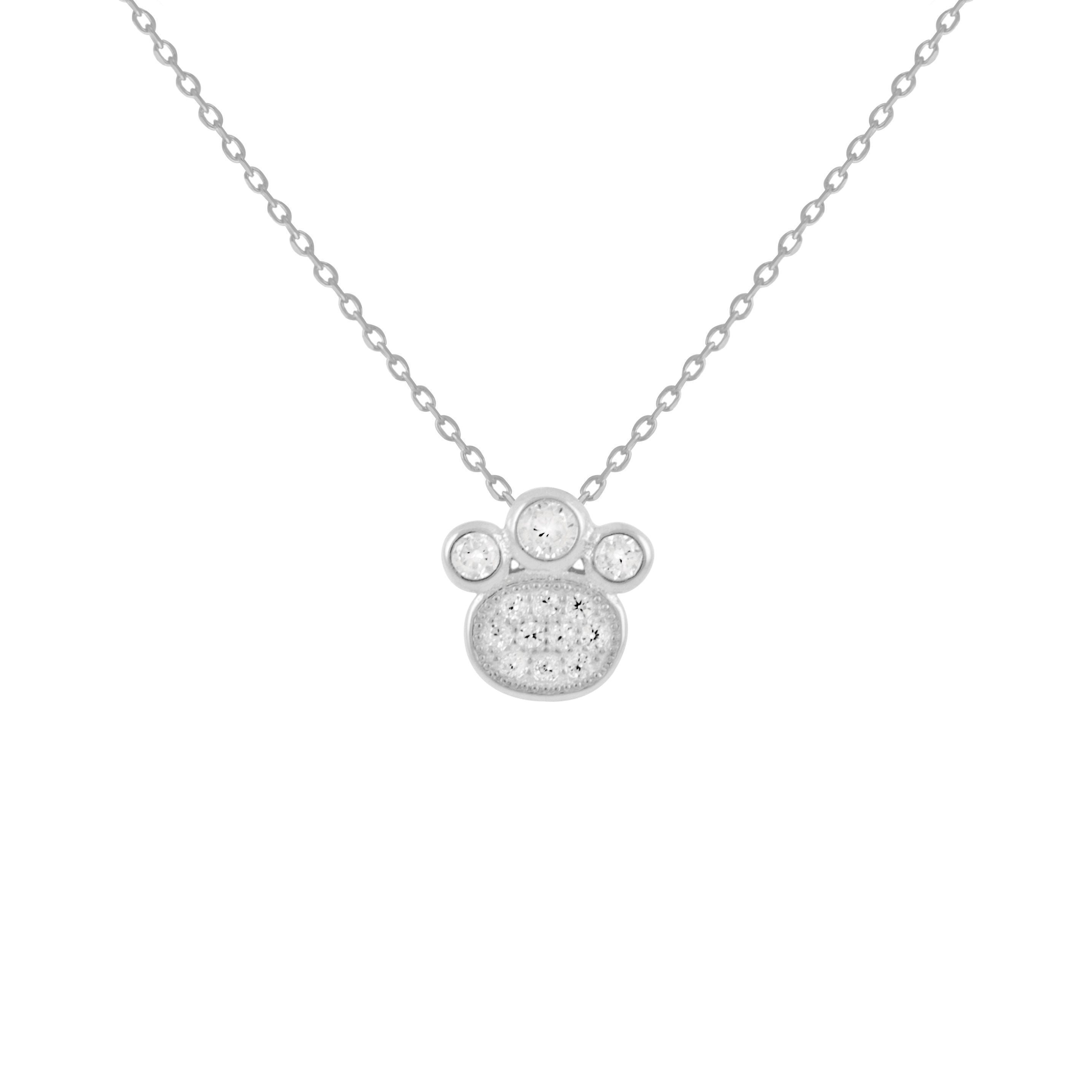 925 Sterling Silver Necklace with Rhodium-Finished Brilliant Zirconia - Loyalty