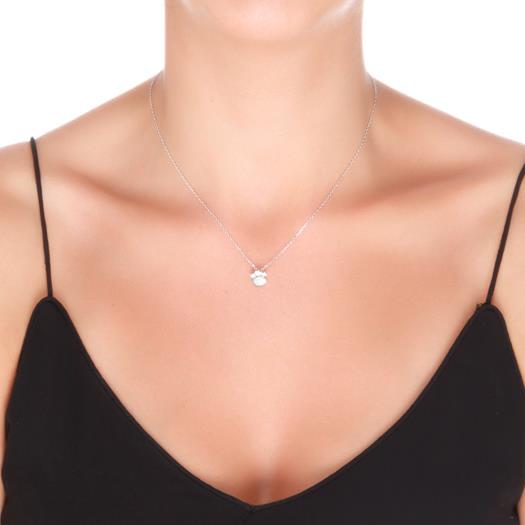 925 Sterling Silver Necklace with Rhodium-Finished Brilliant Zirconia - Loyalty