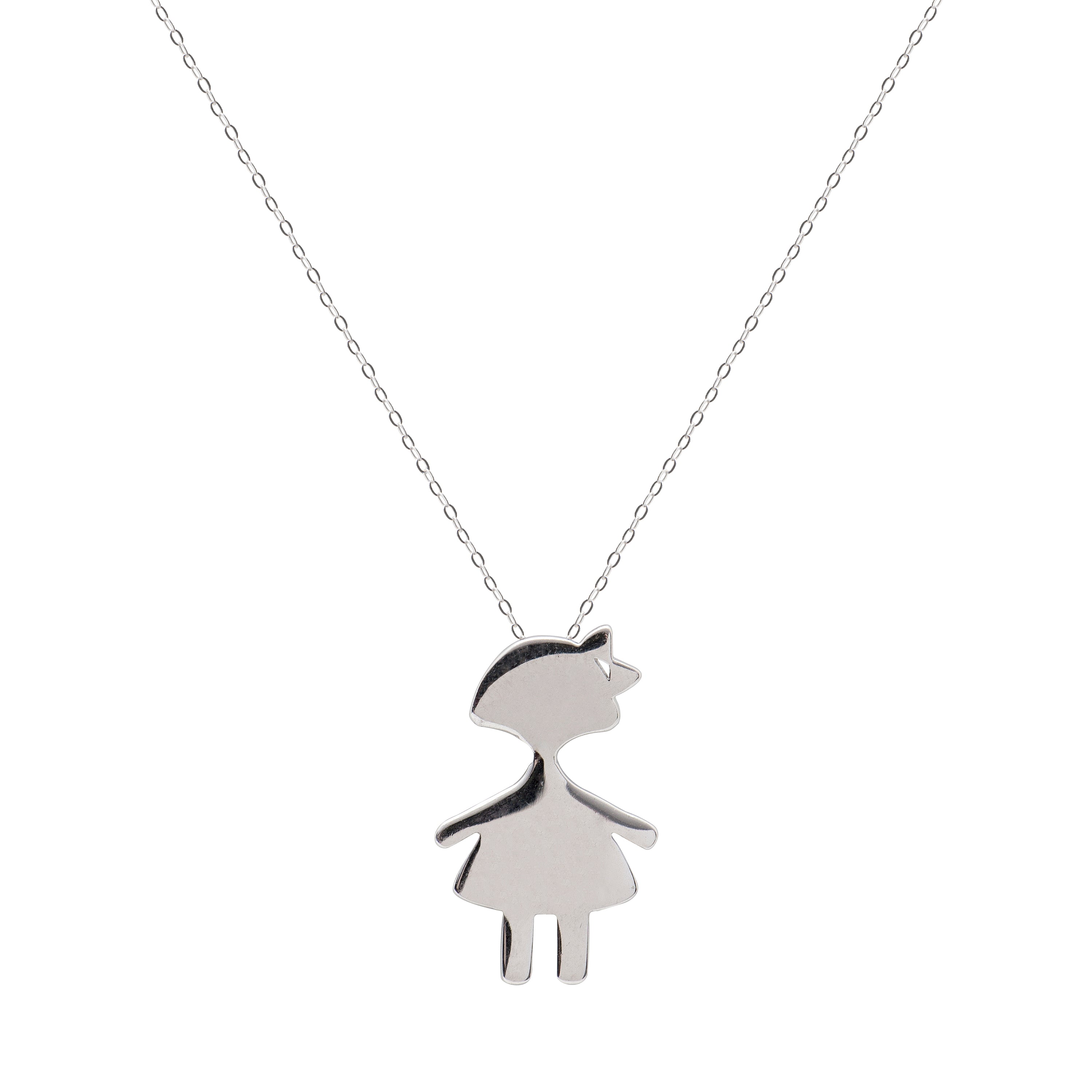 925 Sterling Silver Necklace with Rhodium Finish - Girl