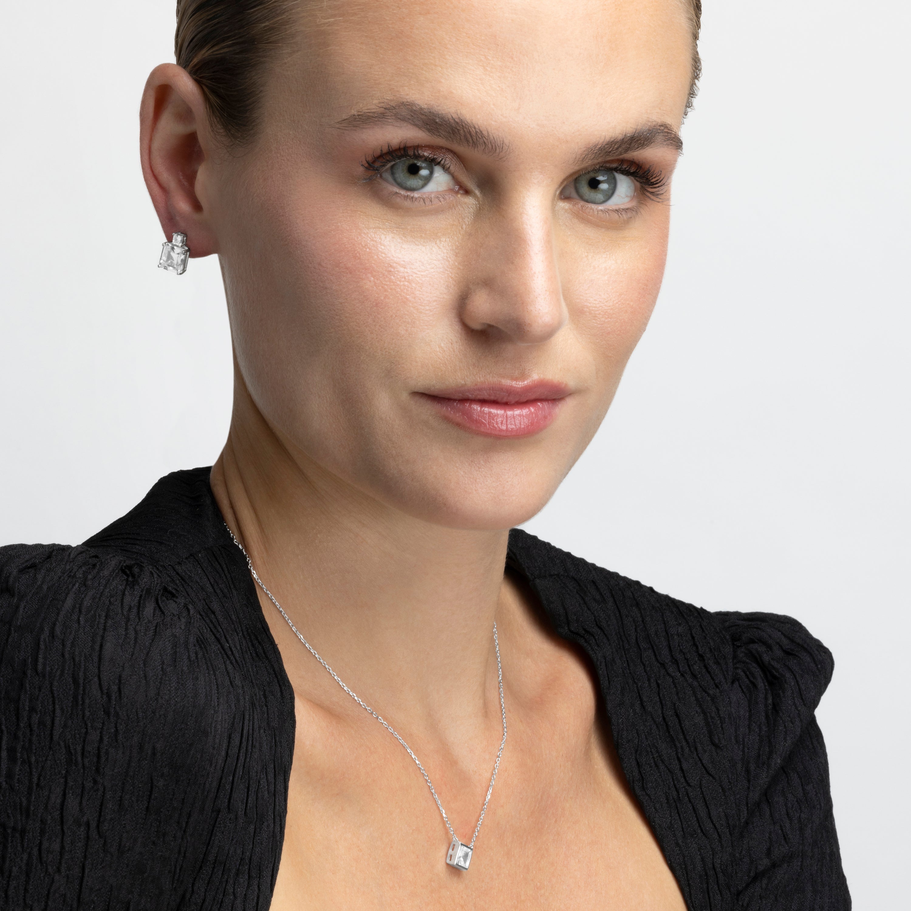 925 Sterling Silver Necklace with Rhodium-Plated Brilliant Zirconia - Birdax